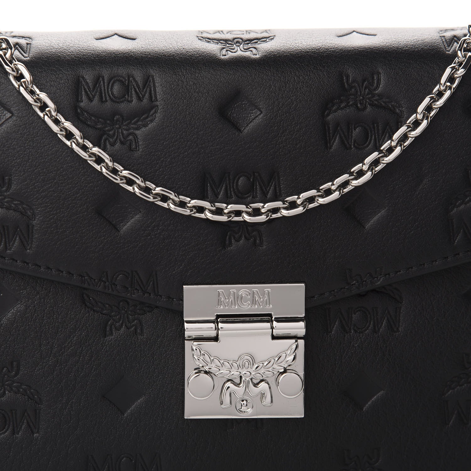 MCM Calfskin Ottomar Monogram Crossbody Bag Black 9 of 9