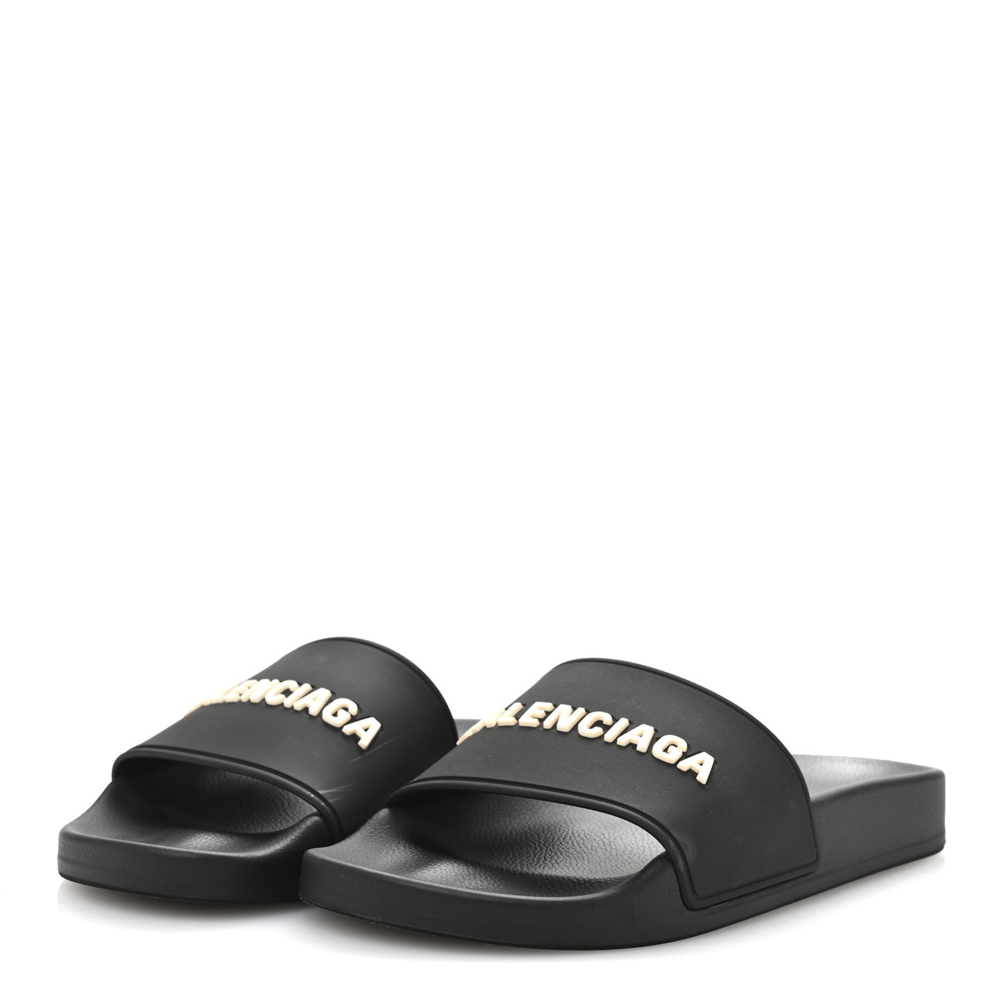 Rubber Logo Pool Slide Sandals 36 Black