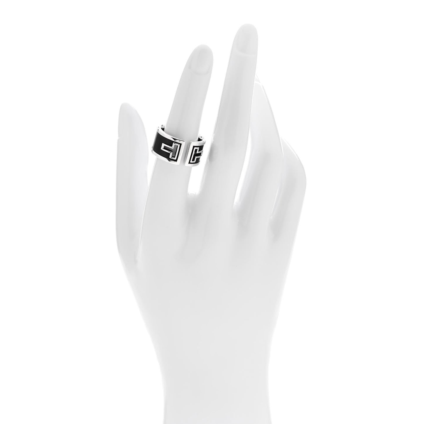 Sterling Silver Black Ceramic T Cutout Ring 53 6.25