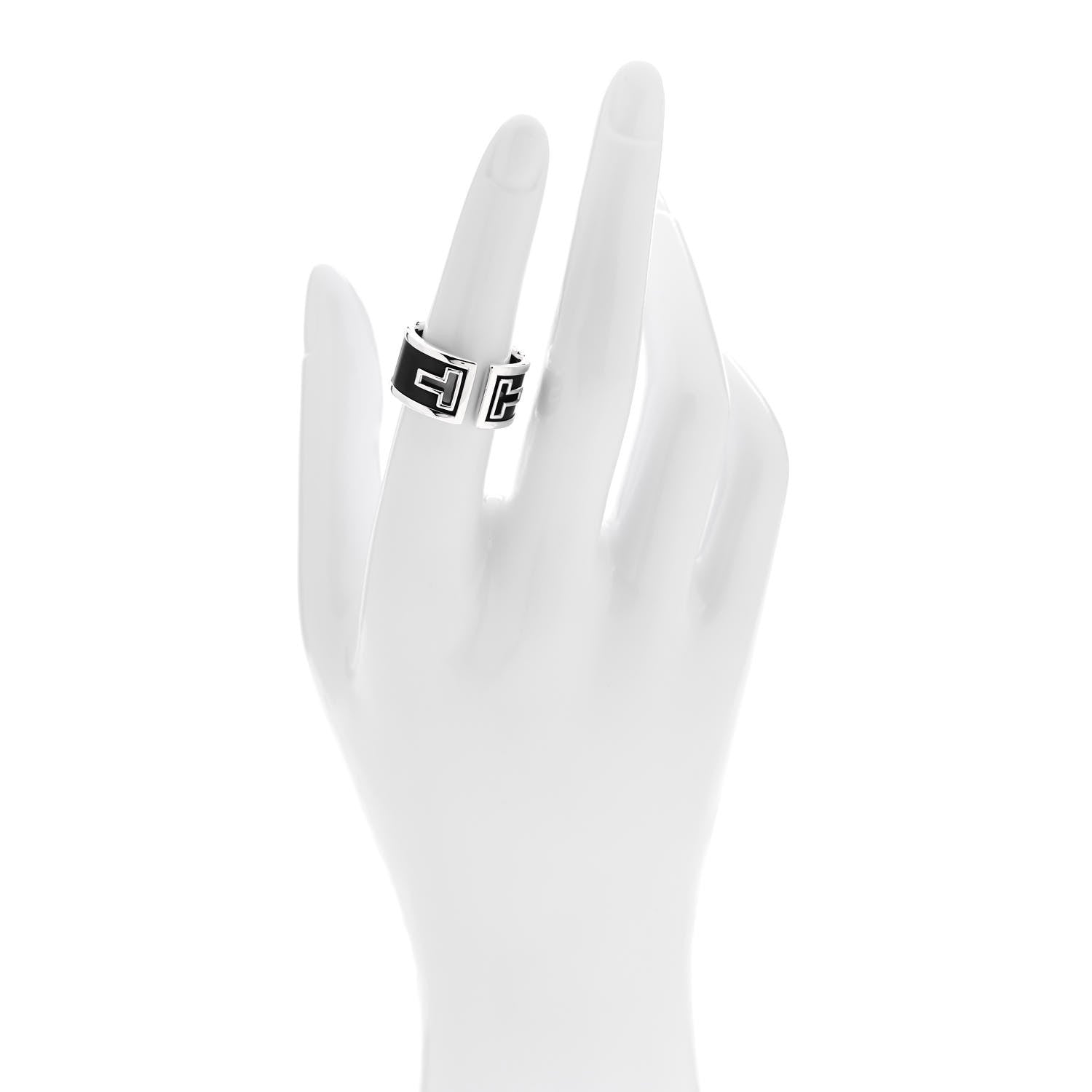 Tiffany Sterling Silver Black Ceramic T Cutout Ring 53 6.25 2 of 4