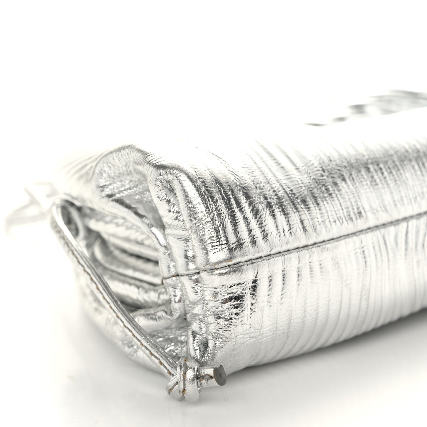 Metallic Bark Calfskin The Mini Pouch Silver