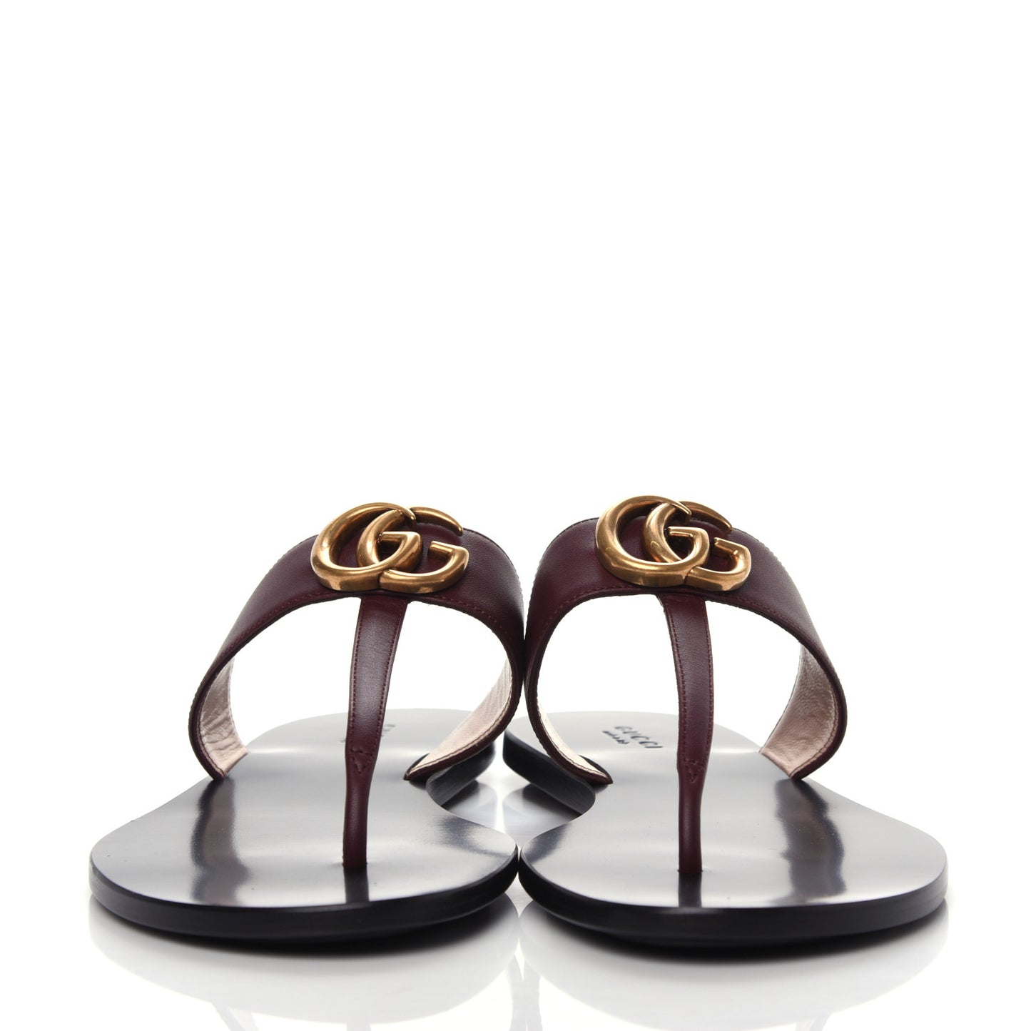 Calfskin GG Marmont Thong Sandals 38.5 Vintage Bordeaux