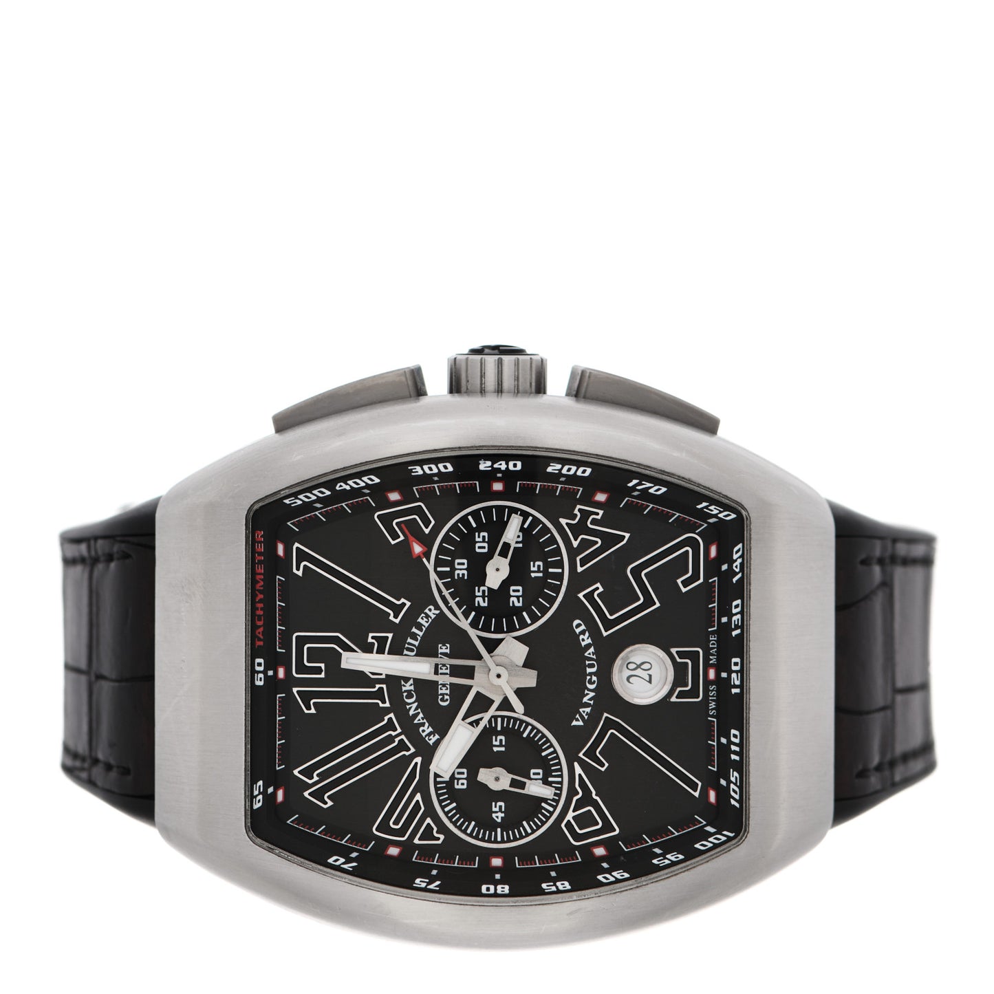 Stainless Steel Alligator 45mm Vanguard Chronograph Automatic Watch Black V45CCDT