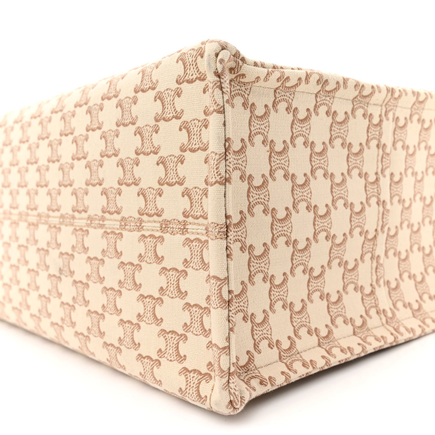 Canvas Calfskin Triomphe Large Cabas Thais White