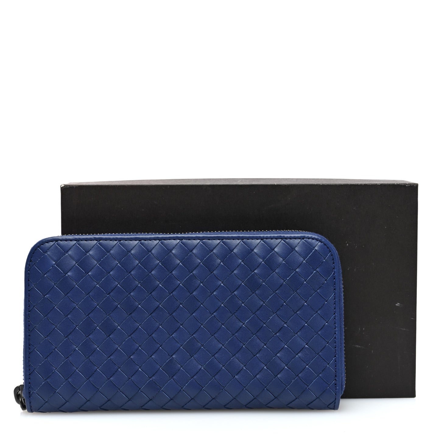 Nappa Intrecciato Zip Around Wallet Cobalt