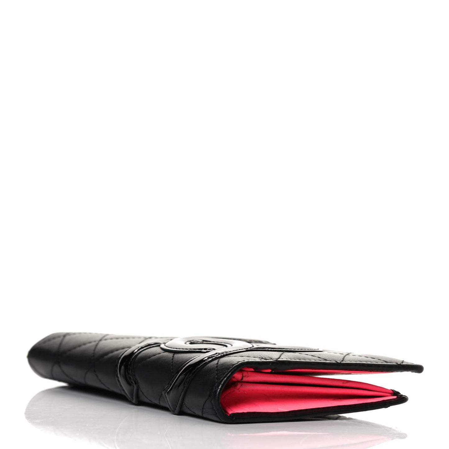 Calfskin Quilted Cambon Yen Wallet Black