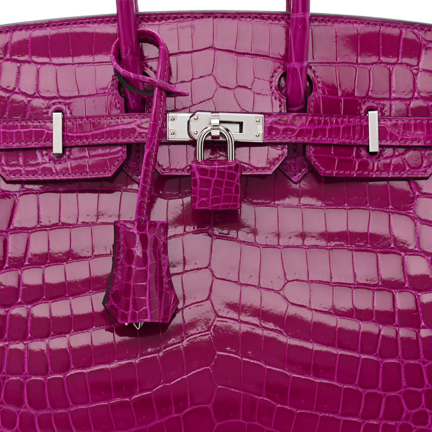 Shiny Niloticus Crocodile Birkin 25 Rose Pourpre