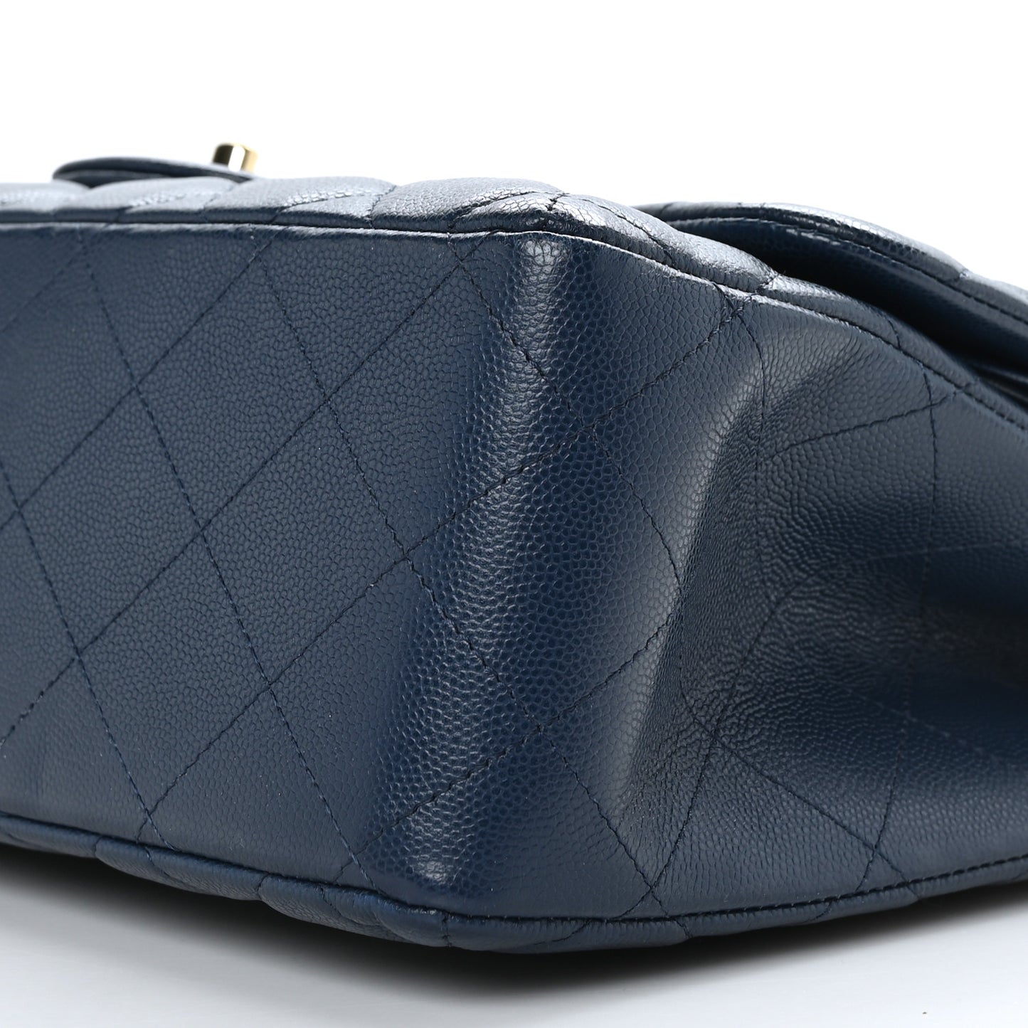 Caviar Quilted Jumbo Double Flap Navy Blue