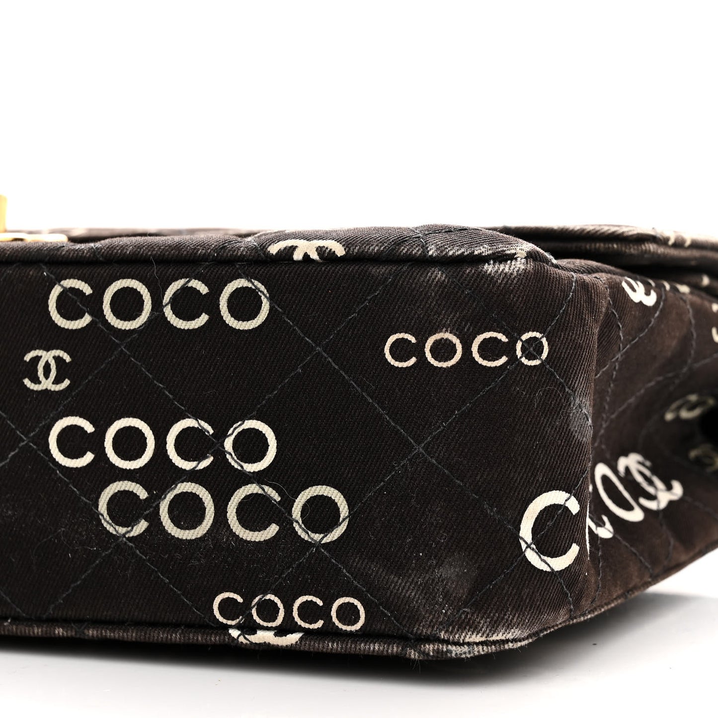Canvas Coco Printed Quilted Medium Double Flap Black White