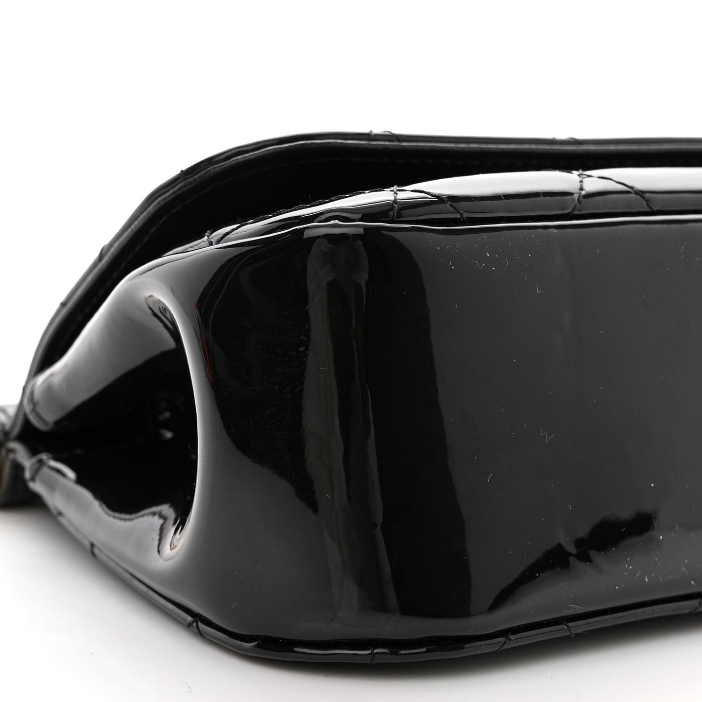 Patent Quilted Frame Clutch Flap With Chain Black