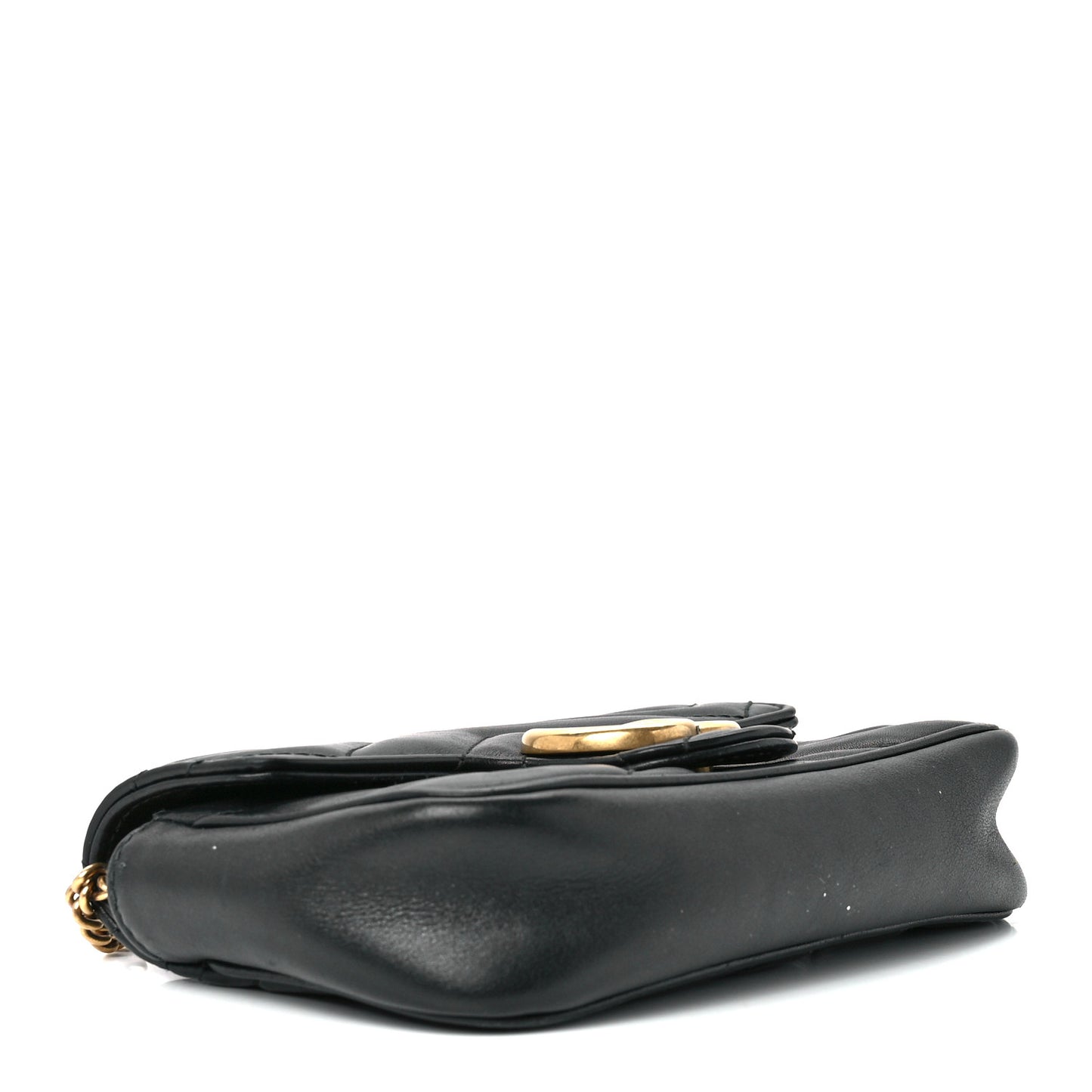 Calfskin Matelasse Super Mini GG Marmont Shoulder Bag Black