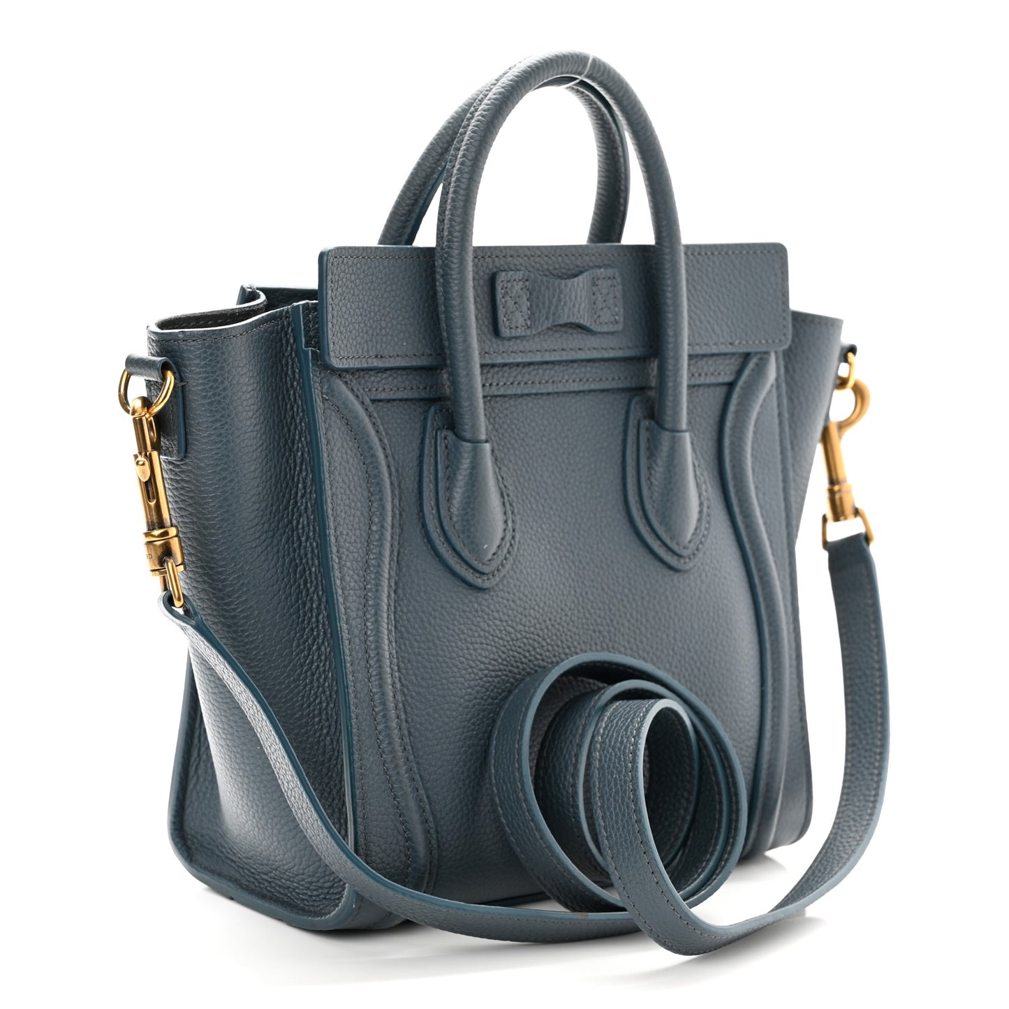 Baby Drummed Calfskin Nano Luggage Petrol