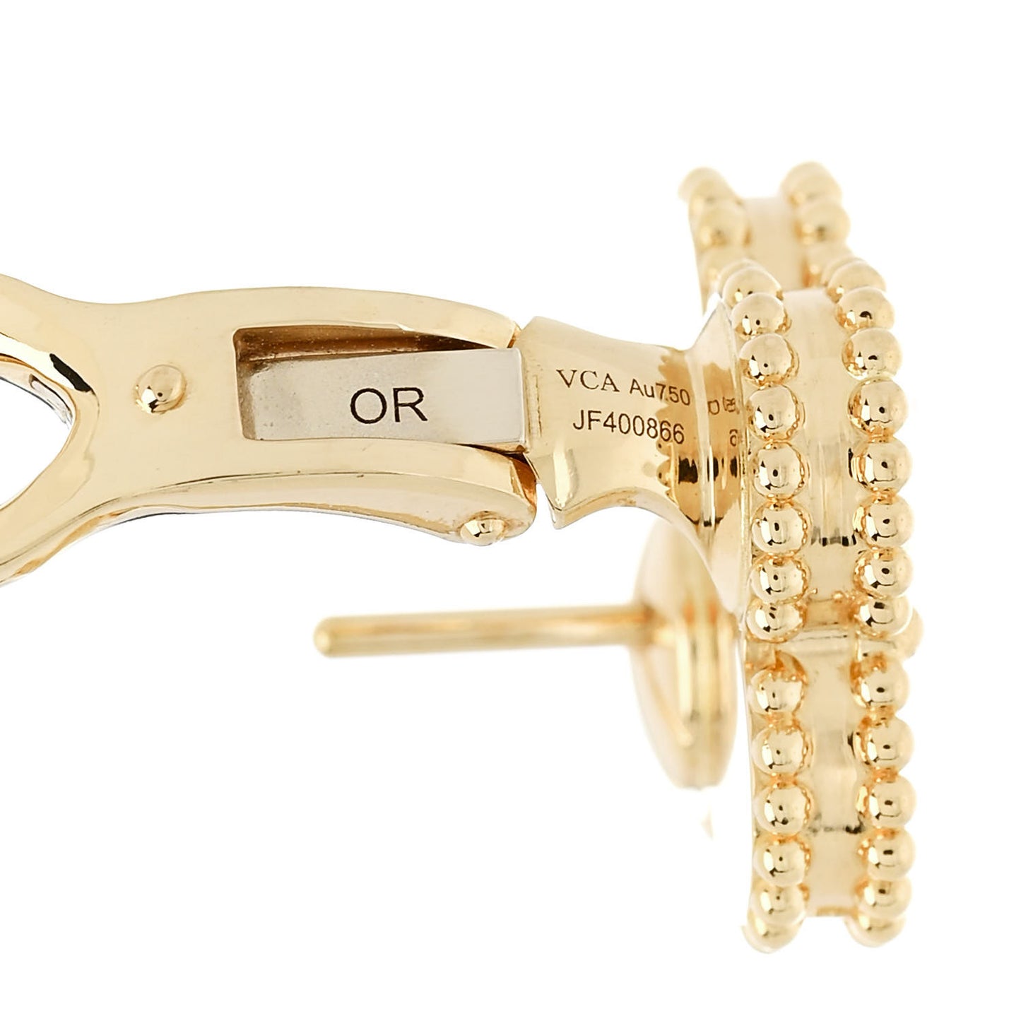 18K Yellow Gold Guilloche Vintage Alhambra Earrings