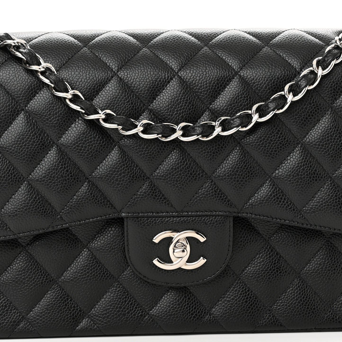 Caviar Quilted Jumbo Double Flap Black