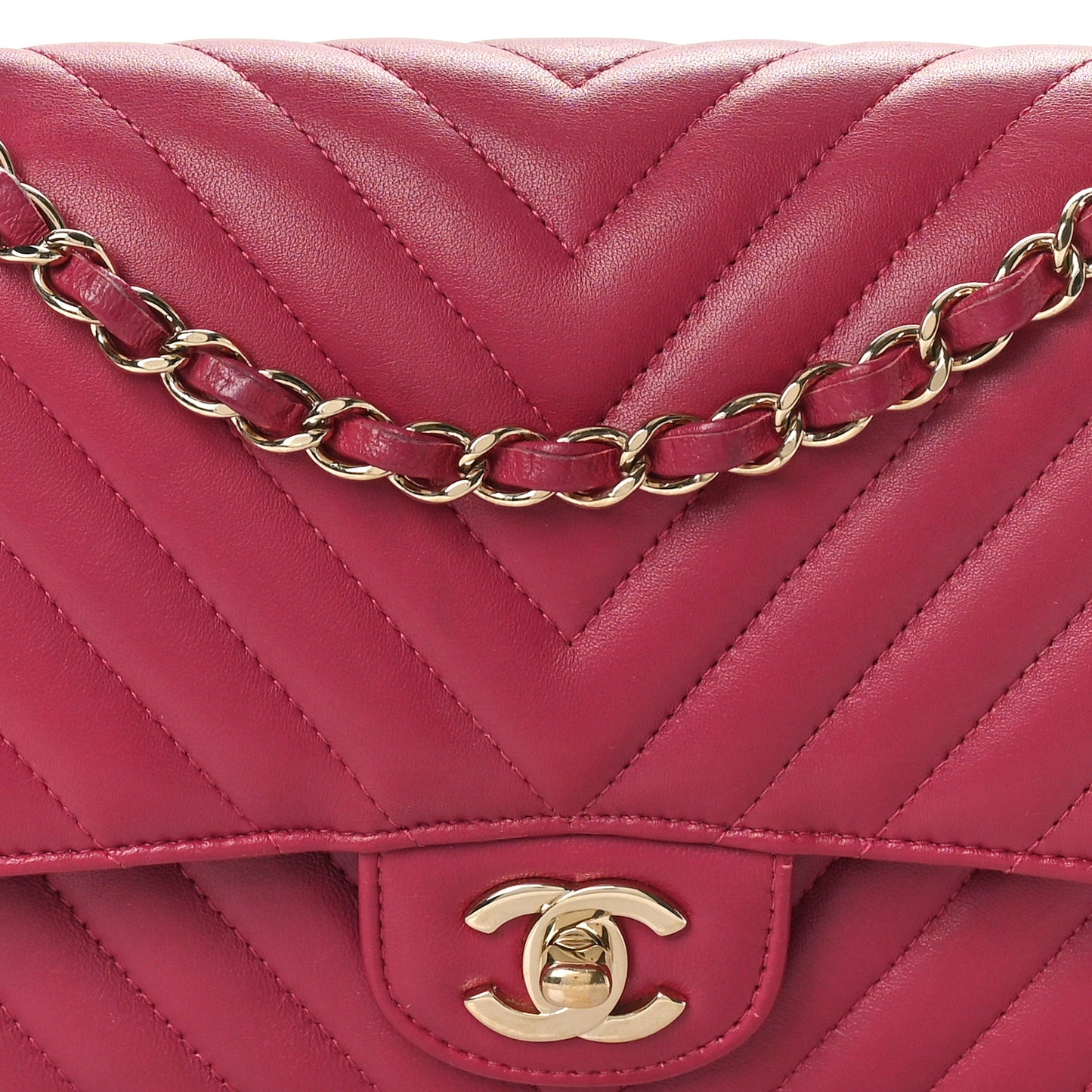 Lambskin Chevron Quilted Medium Double Flap Pink