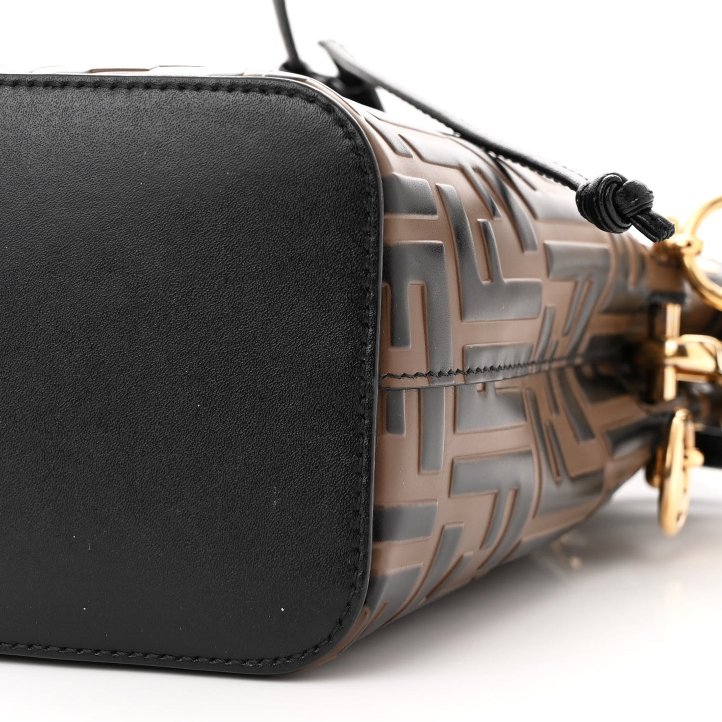 Vitello Liberty F is Fendi Bi-Color FF 1974 Embossed Mini Mon Tresor Bucket Bag Maya Black
