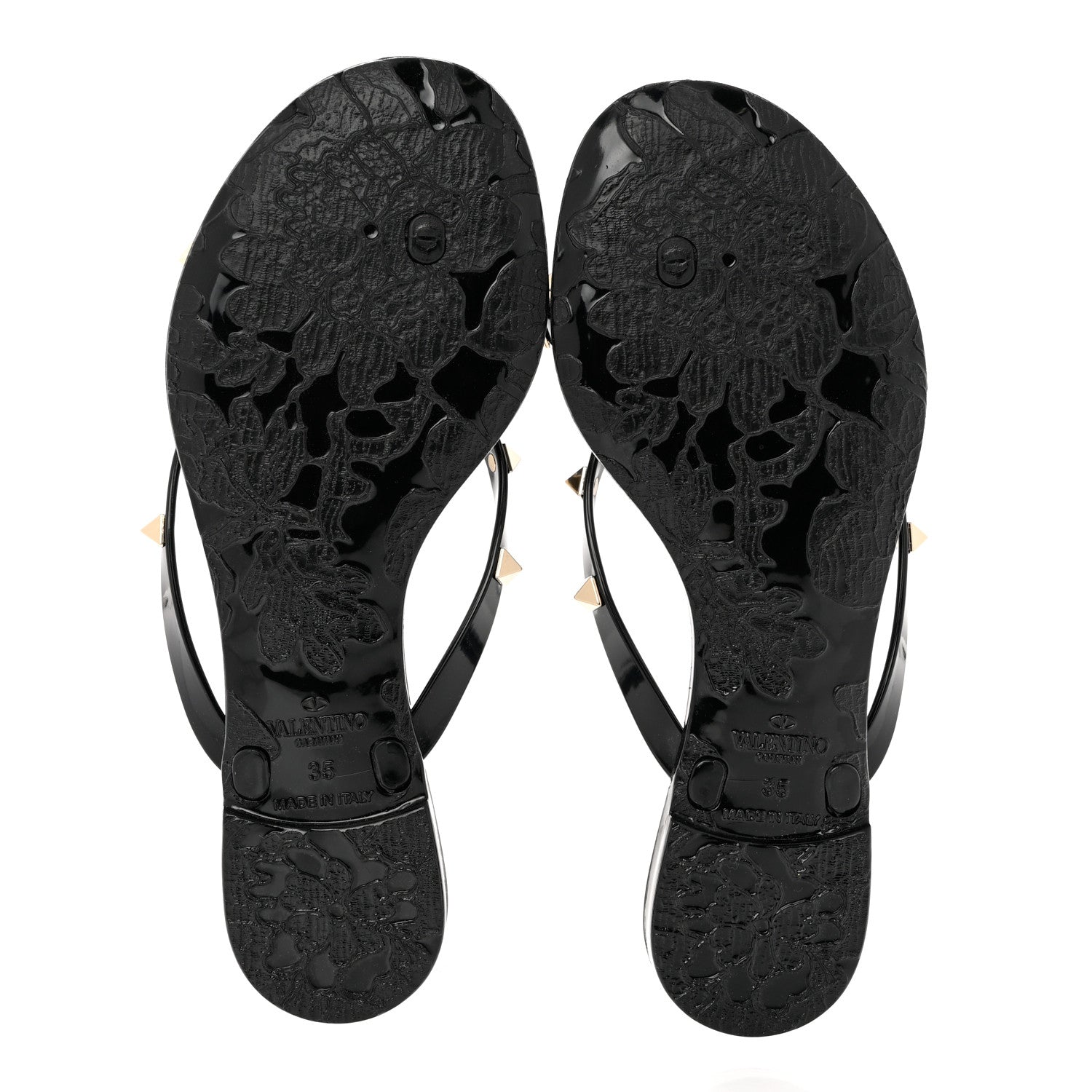 Valentino Garavani PVC Jelly Rockstud Bow Thong Sandals 35 Black 5 of 7