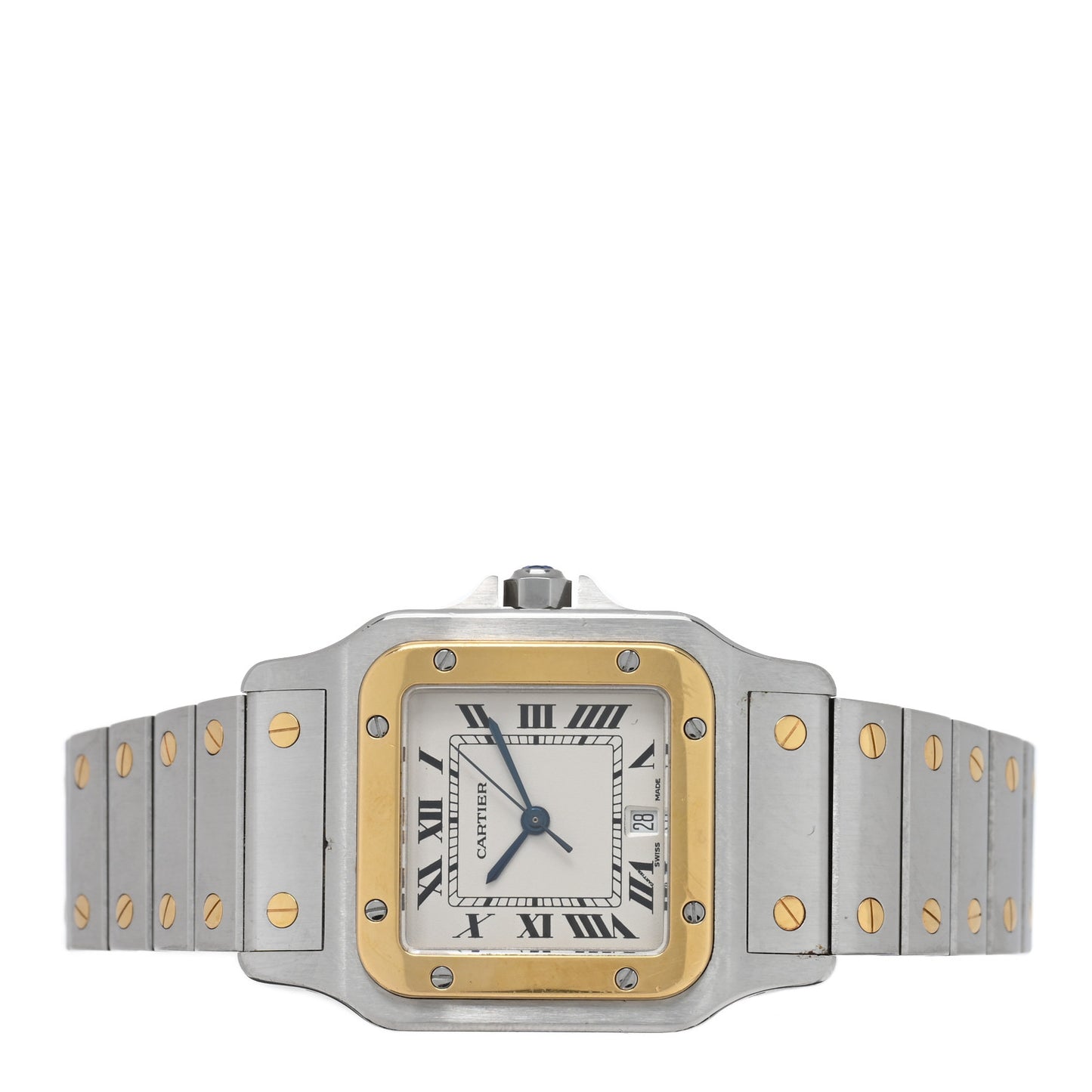 Stainless Steel 18K Yellow Gold 29mm Santos De Cartier Galbee Quartz Watch