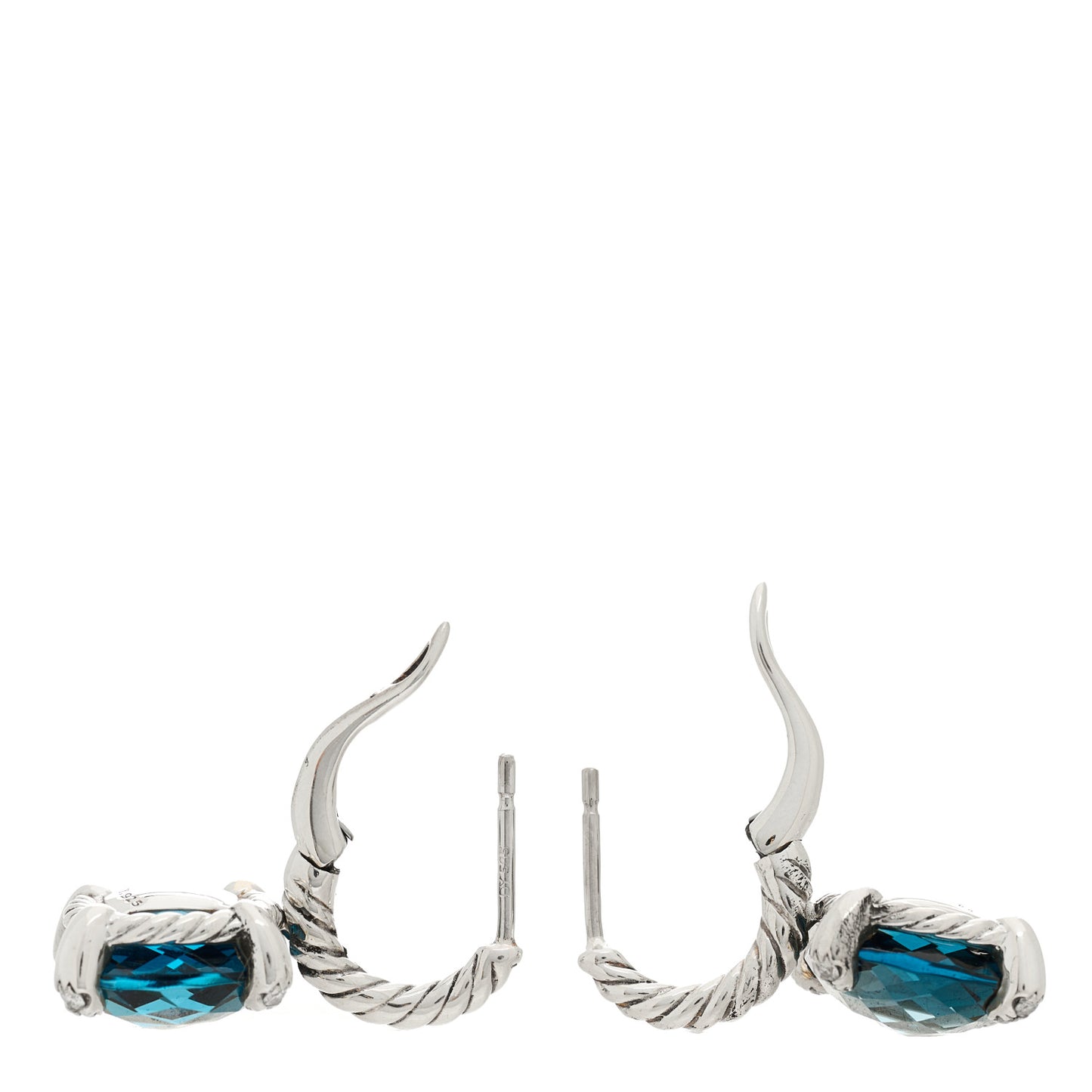 Sterling Silver Hampton Blue Topaz Diamond Chatelaine Drop Earrings