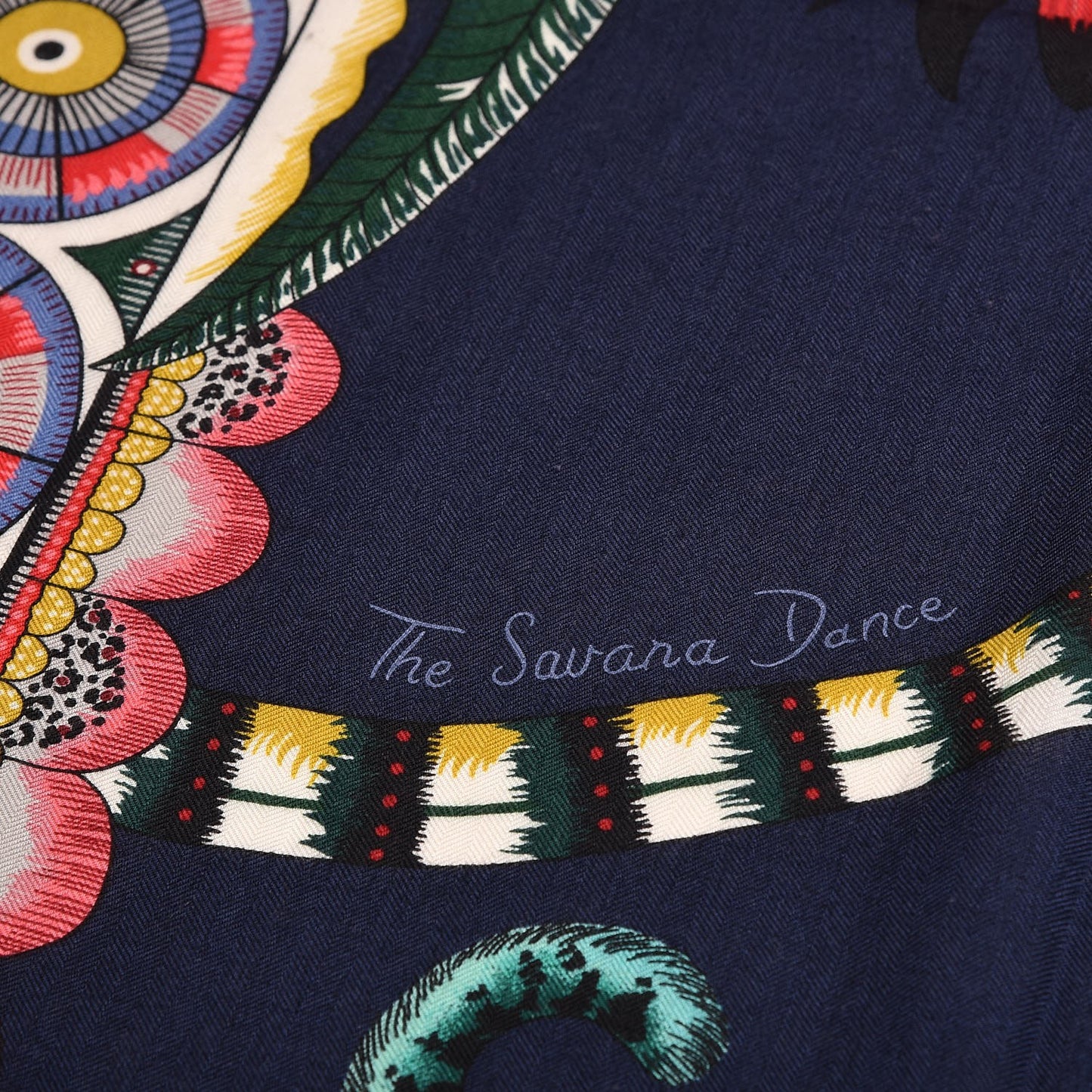 Cashmere Silk The Savana Dance Shawl 140 Marine Vert Corail