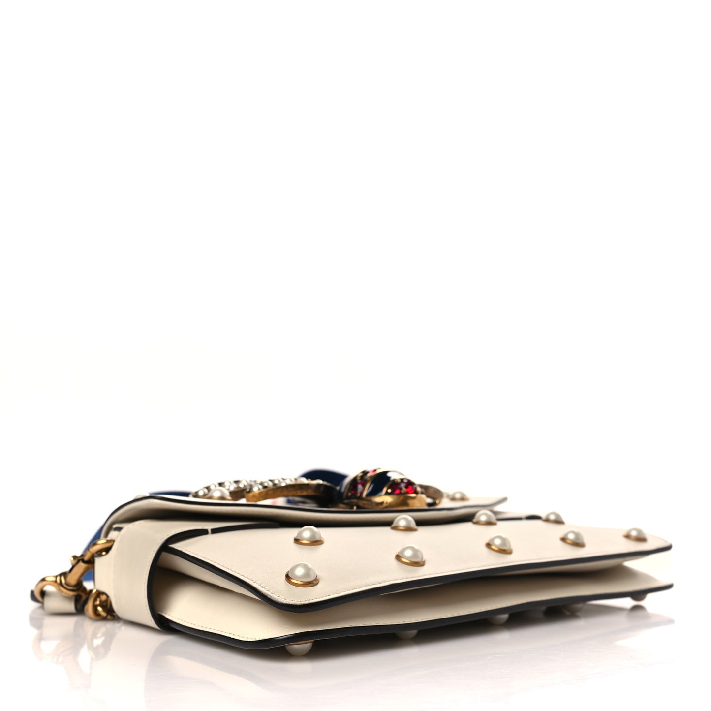 Nappa Pearl Studded Mini Queen Margaret Broadway Shoulder Bag Mystic White