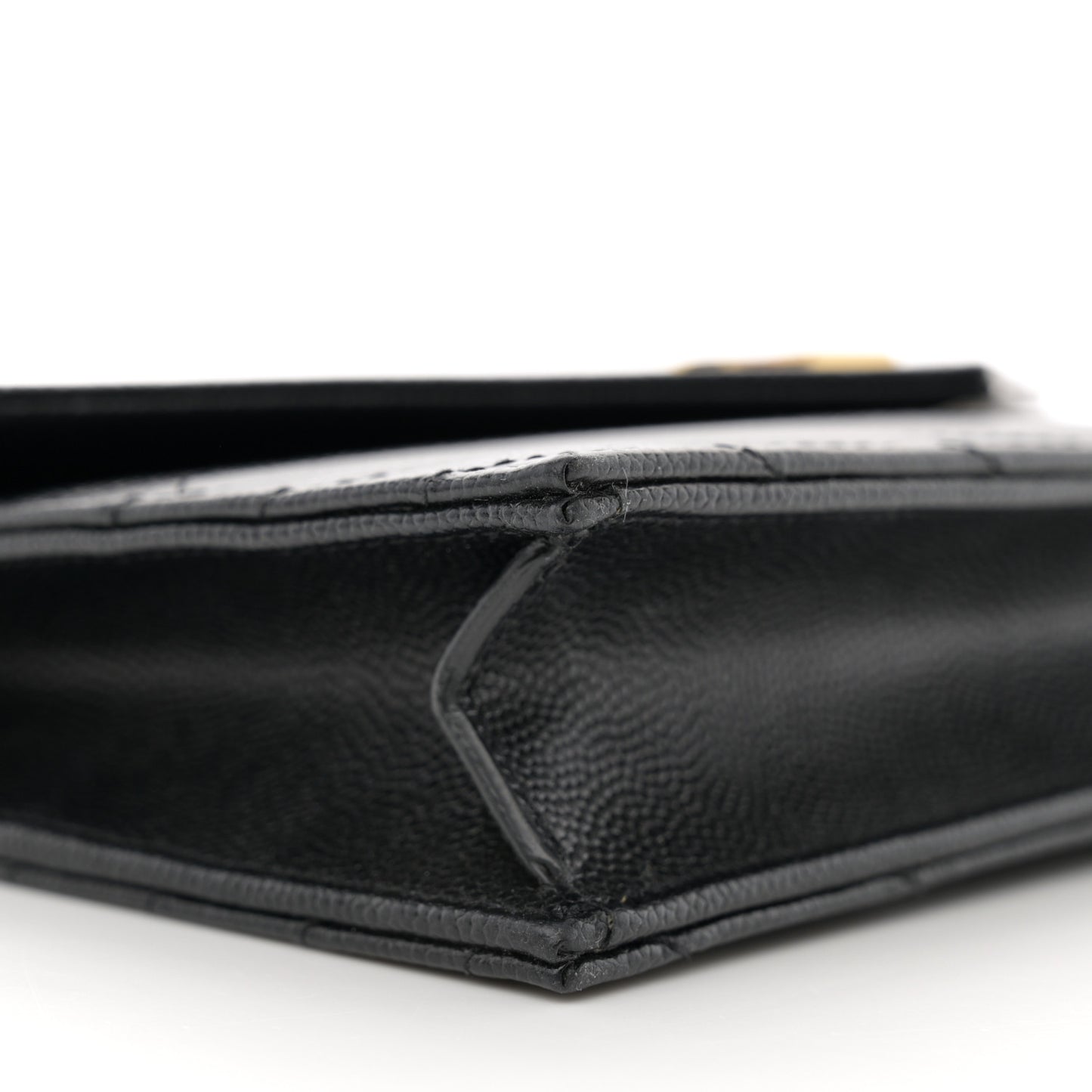 Grain De Poudre Matelasse Chevron Monogram Envelope Chain Wallet Black