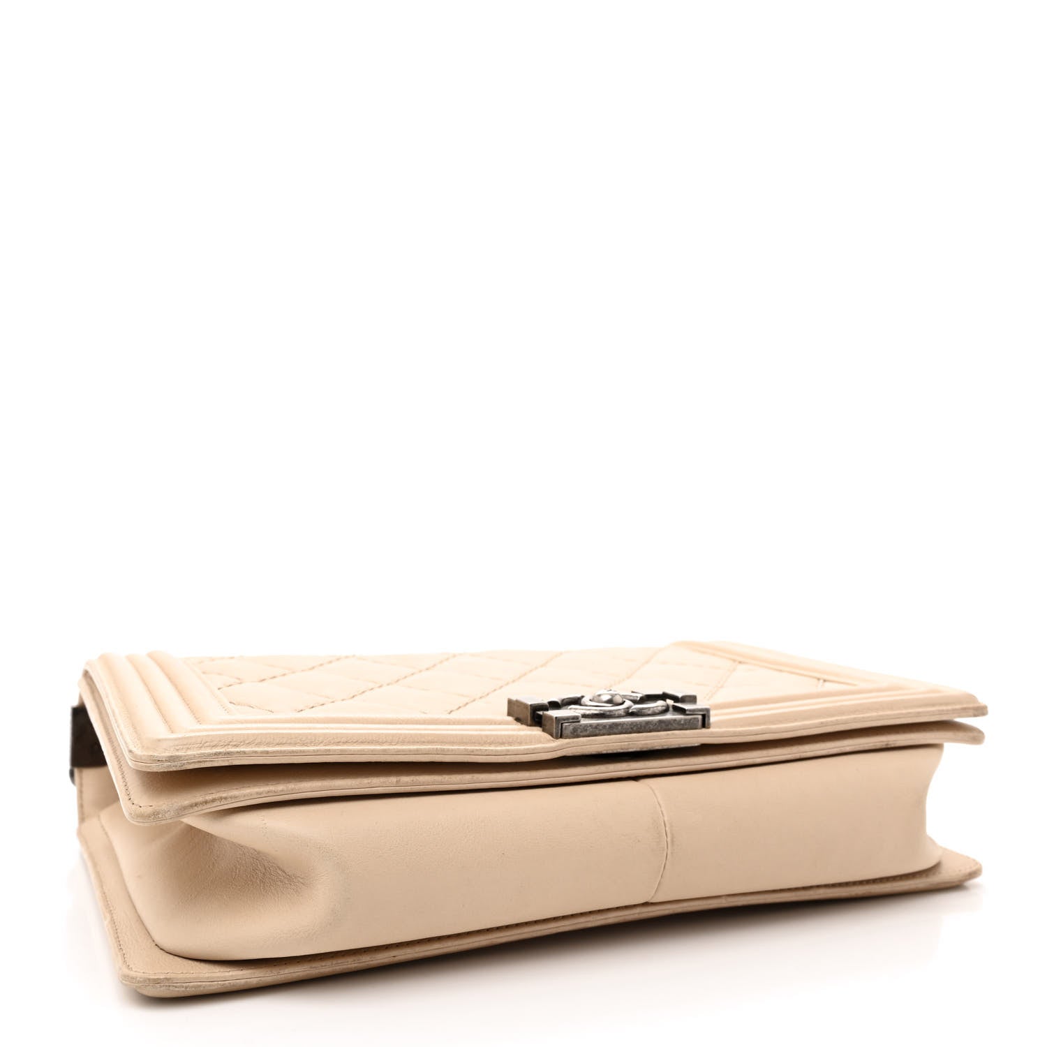 Chanel Calfskin Quilted Double Stitch New Medium Boy Flap Beige 4 of 14