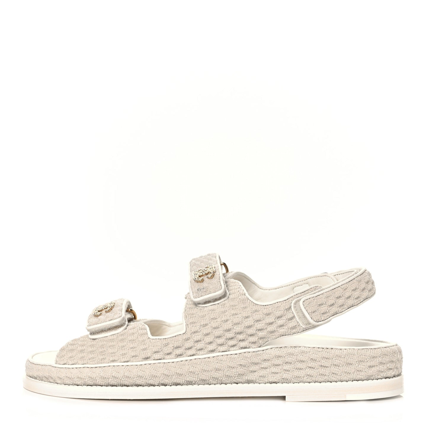 Knit Fabric Velcro Dad Sandals 41 Ivory