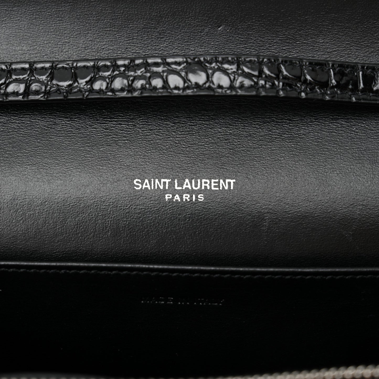 Calfskin Crocodile Embossed Monogram Uptown Crossbody Black