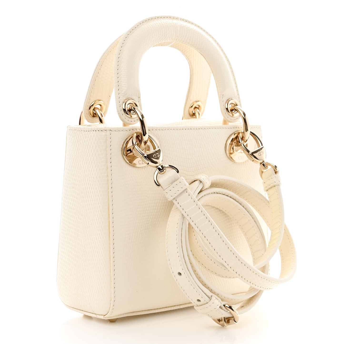 Lizard Mini Lady Dior White