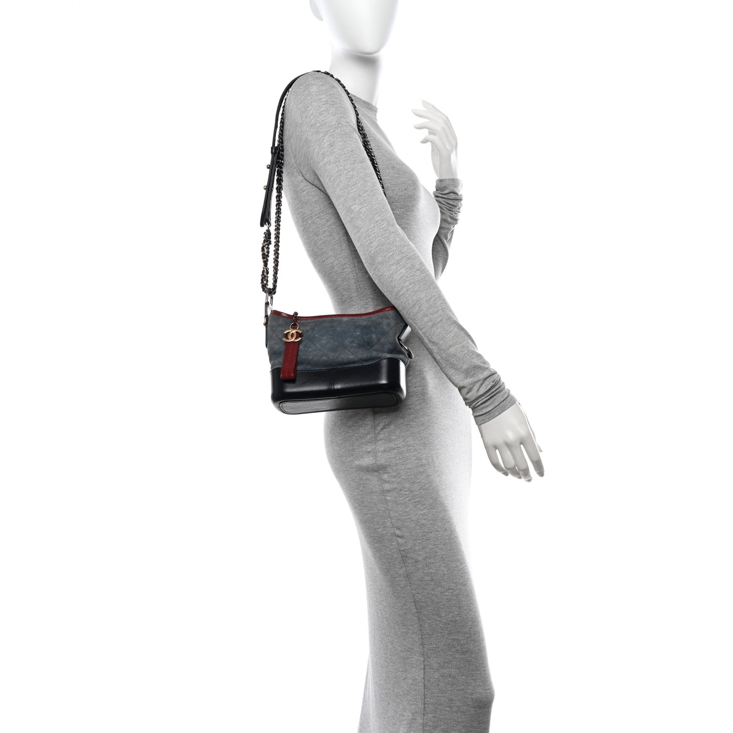 Suede Calfskin Quilted Small Gabrielle Hobo Blue