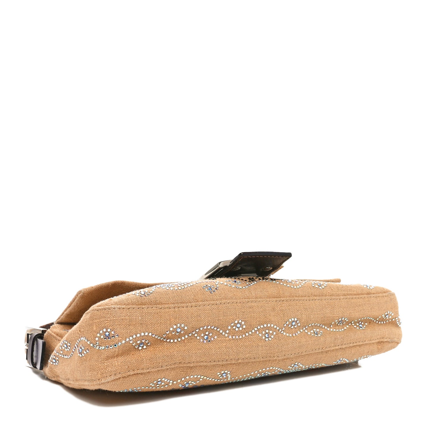 Linen Crystal Floral Beaded Baguette Beige Multicolor