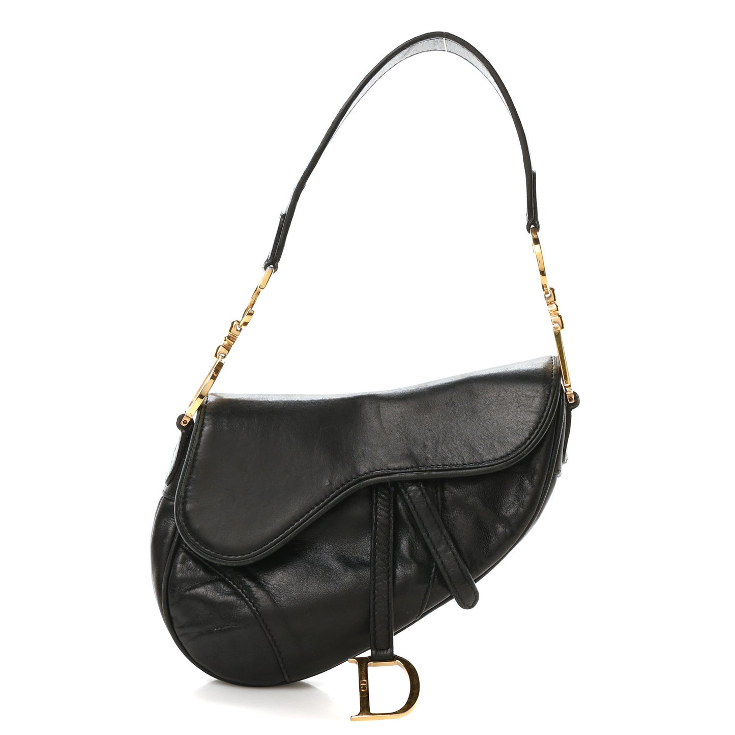 Supple Calfskin Mini Saddle Bag Black