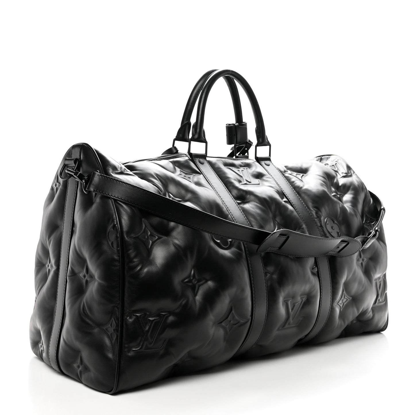 Lambskin Monogram Keepall Puffer XL Bandouliere 75 Black
