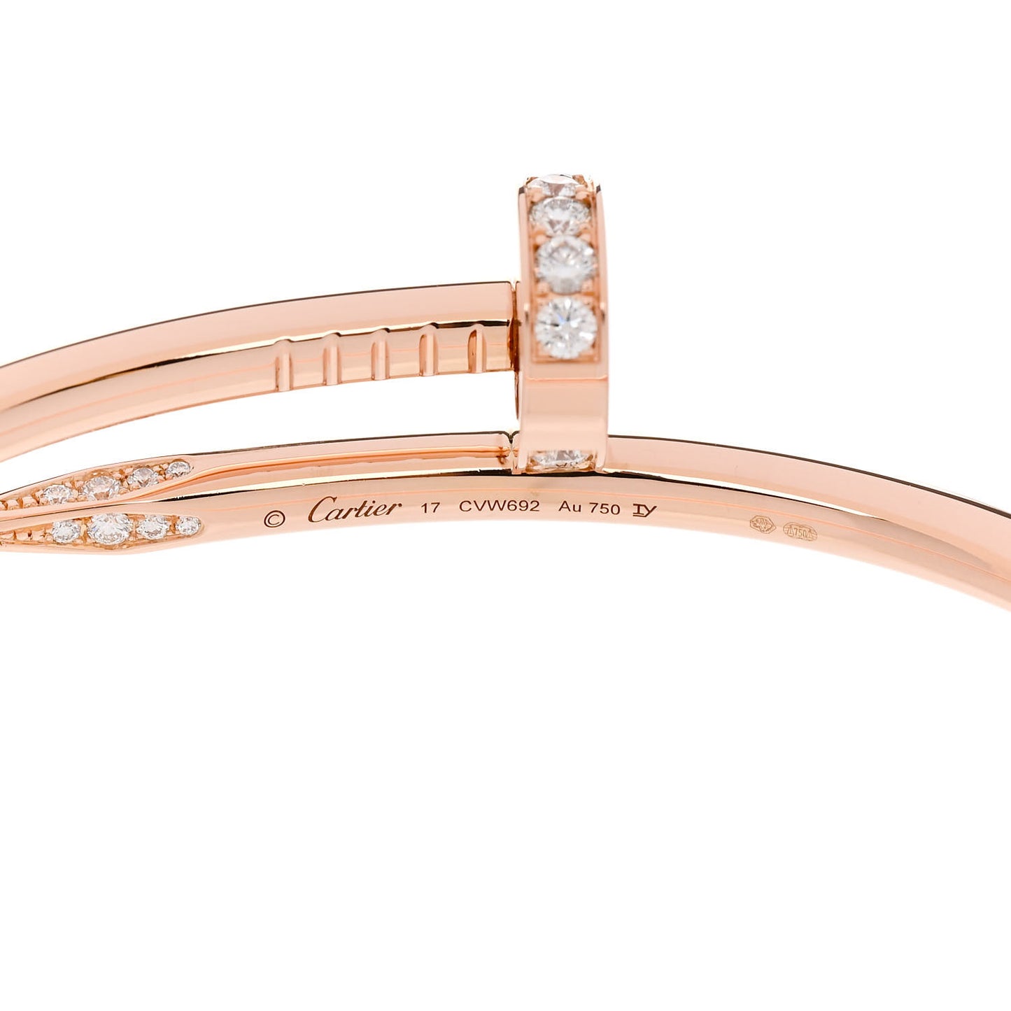 18K Pink Gold Diamond Juste Un Clou Bracelet 17