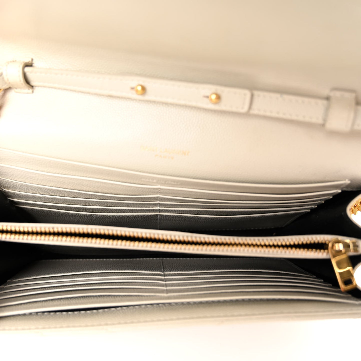 Grain De Poudre Matelasse Chevron Monogram Chain Wallet Crema Soft