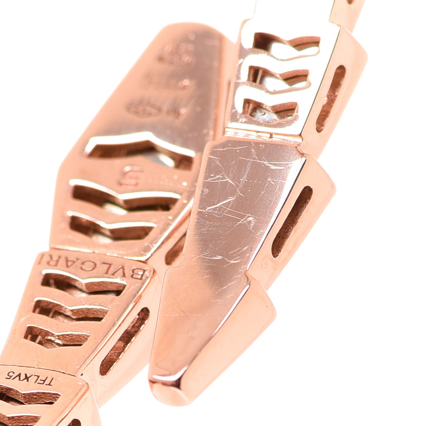 18K Rose Gold Diamond Serpenti Viper Bracelet S