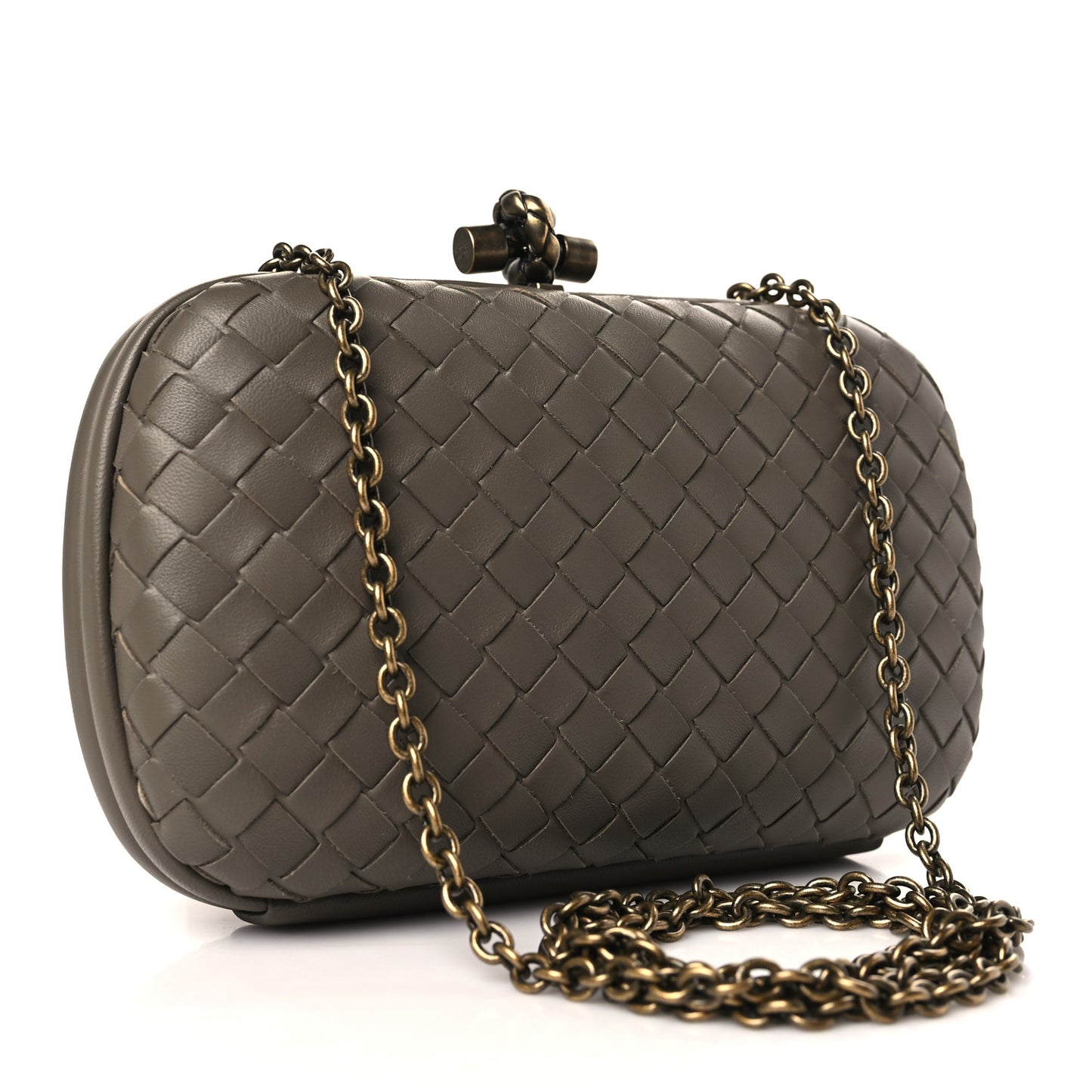 Nappa Intrecciato Chain Knot Clutch Steel