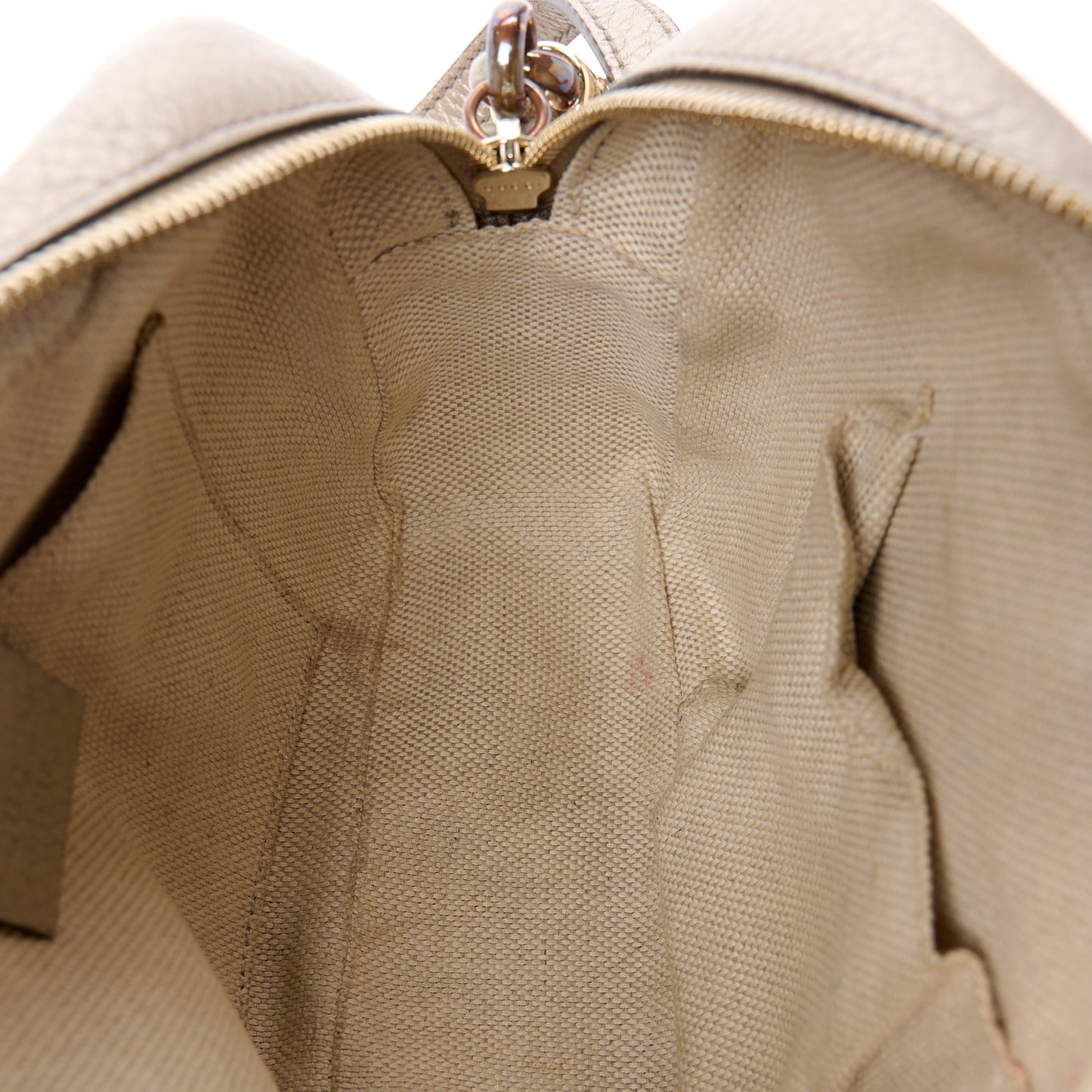 Metallic Pebbled Calfskin Small Soho Disco Bag Golden Beige