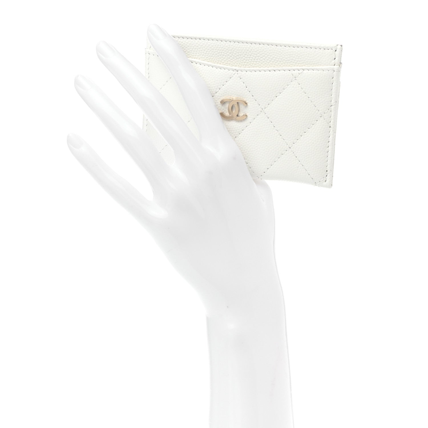 Chanel Caviar Quilted Card Holder White 2 of 9