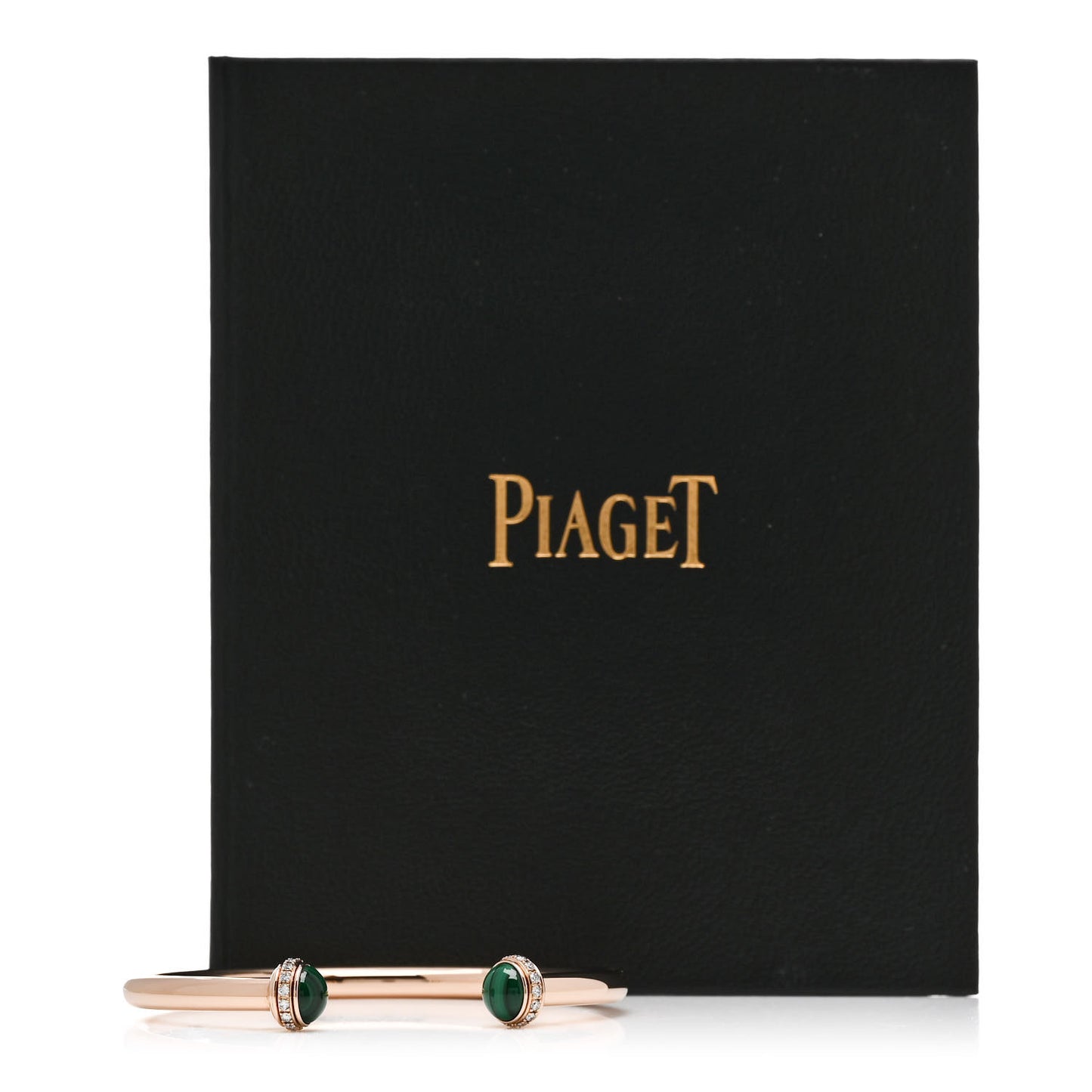 18K Rose Gold Diamond Malachite Possession Open Bangle Bracelet