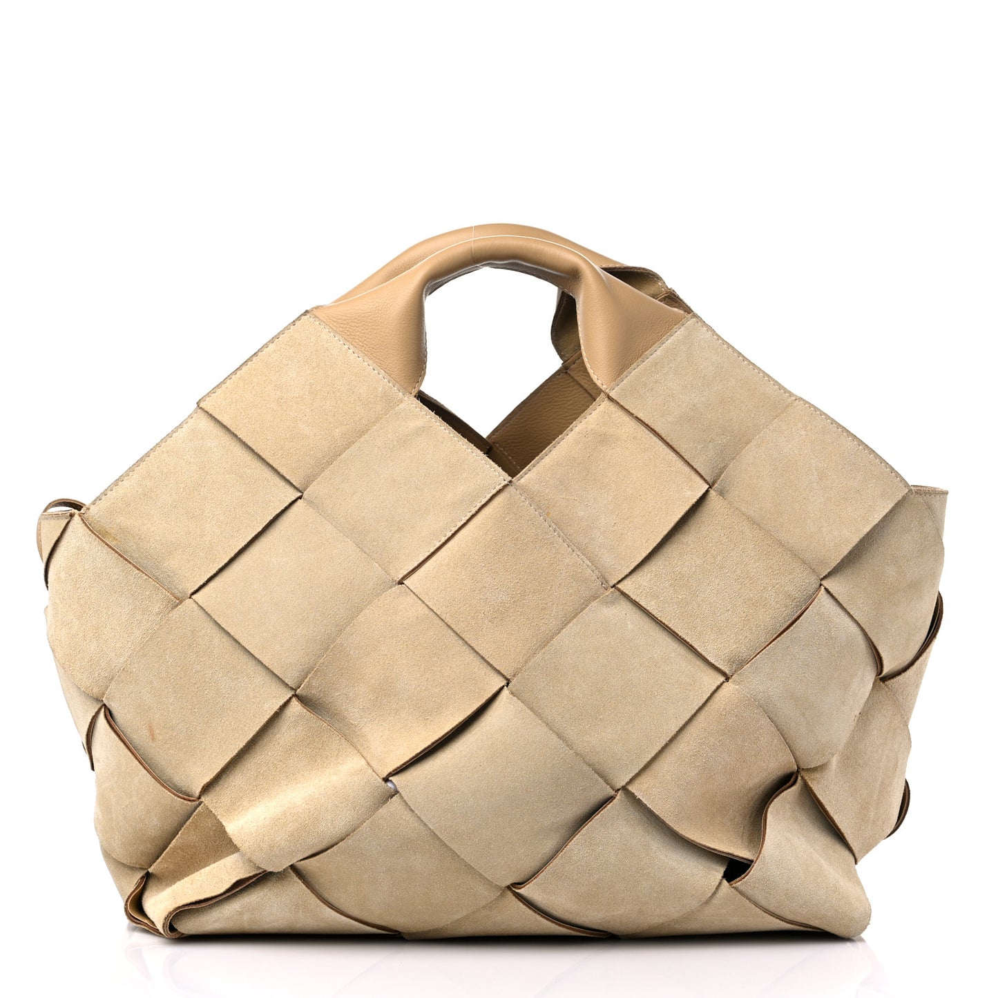 Suede Woven Basket Bag Beige