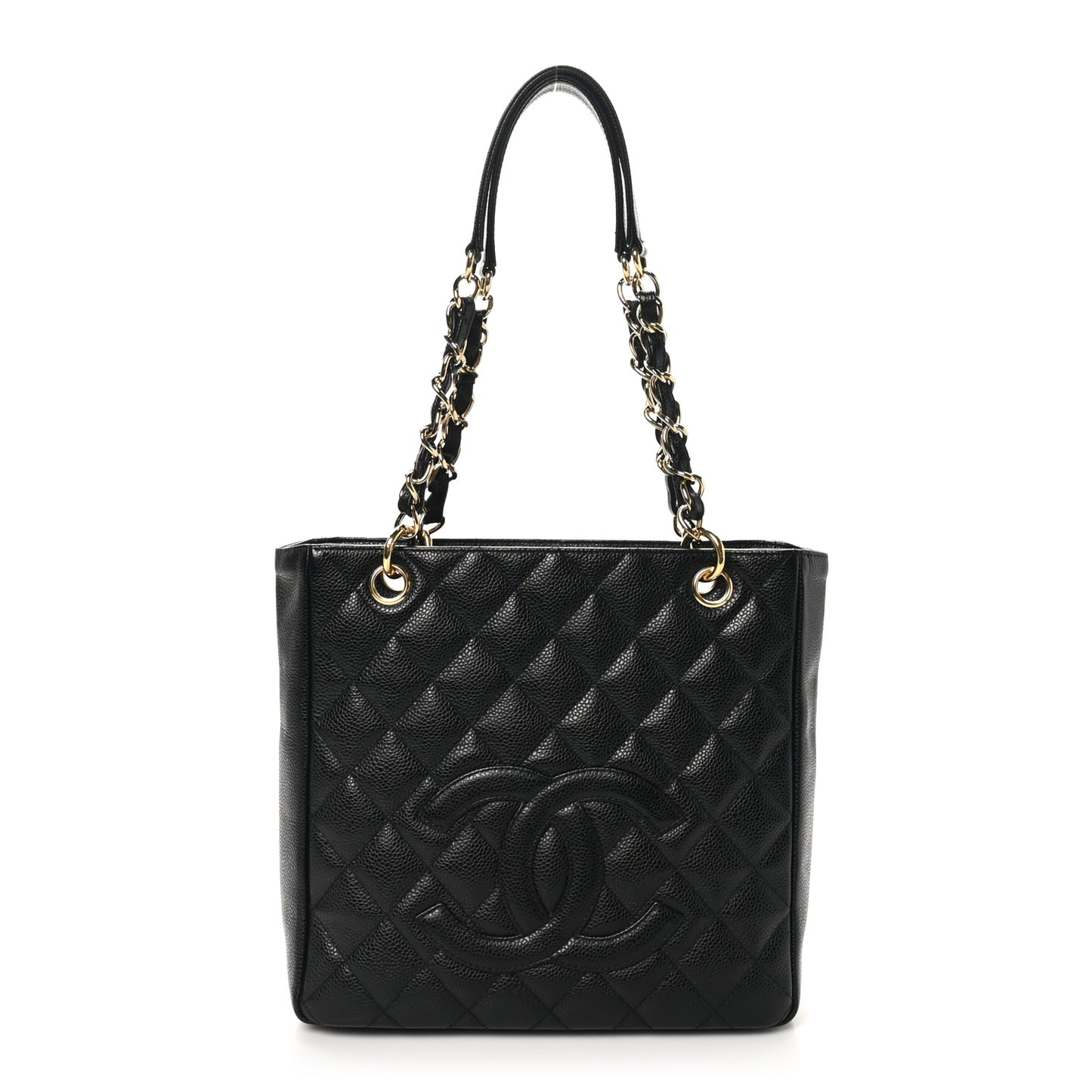 Caviar Quilted Petit Shopping Tote PST Black