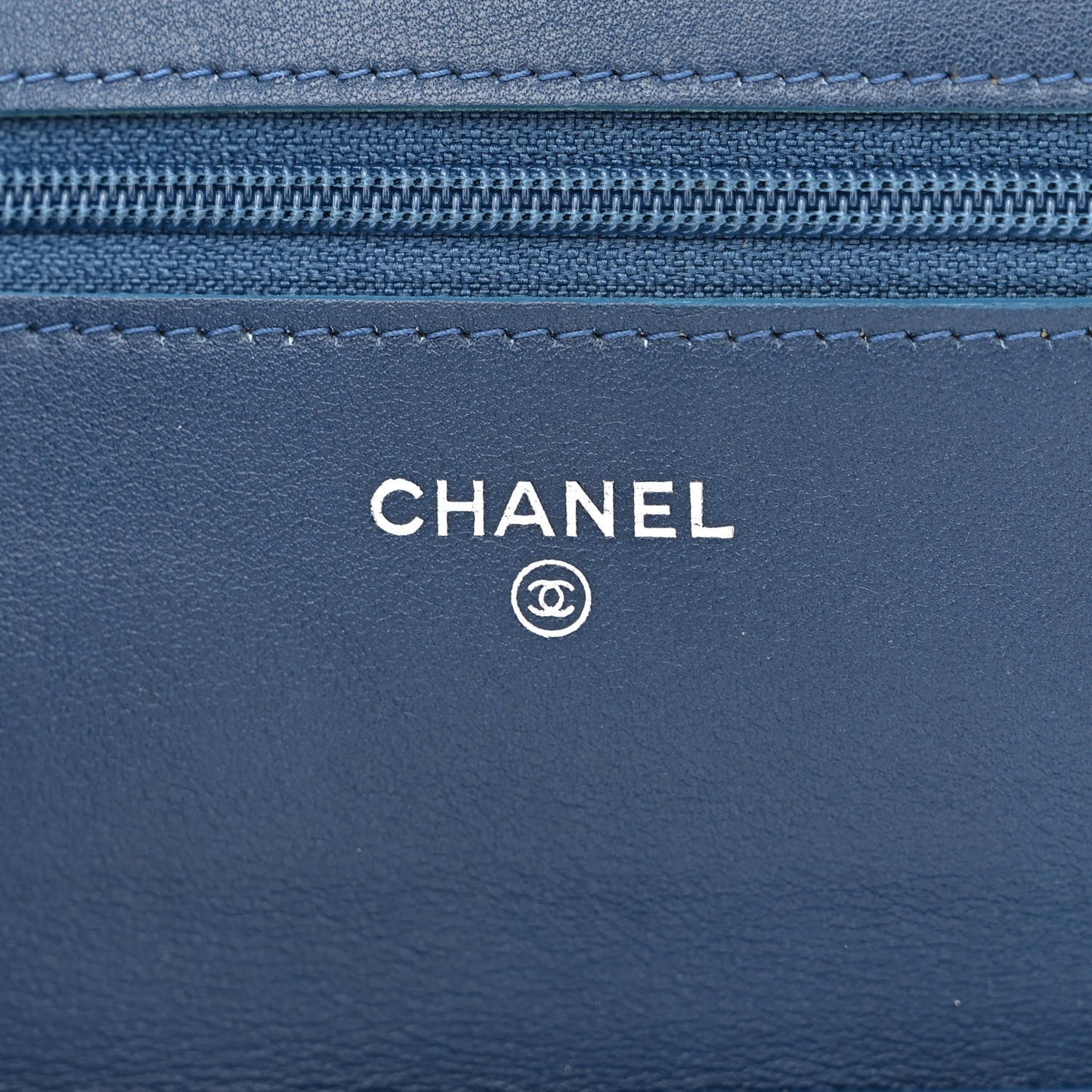 Patent Camellia Wallet on Chain WOC Royal Blue