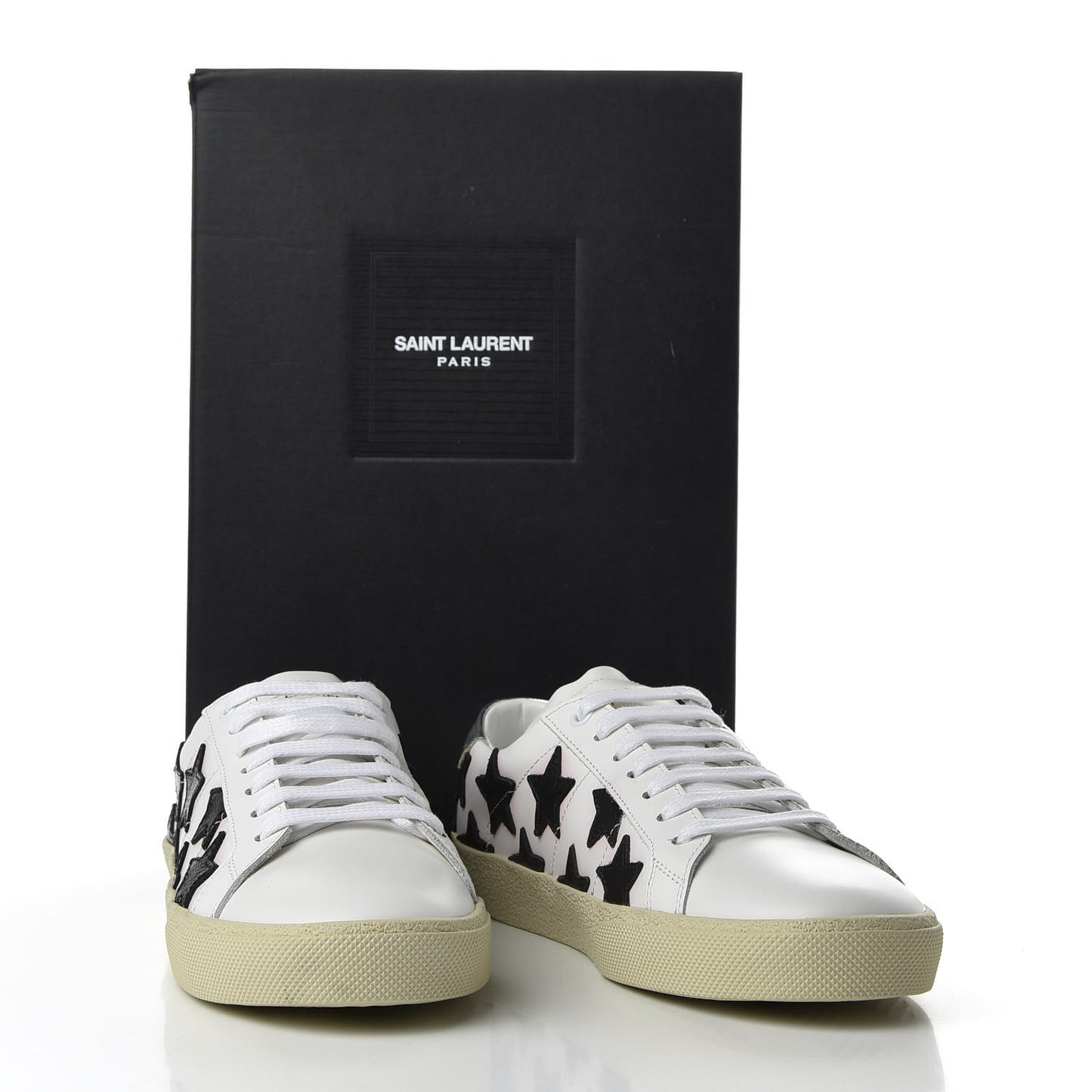 Calfskin Star Court Sneakers 39.5 White Black