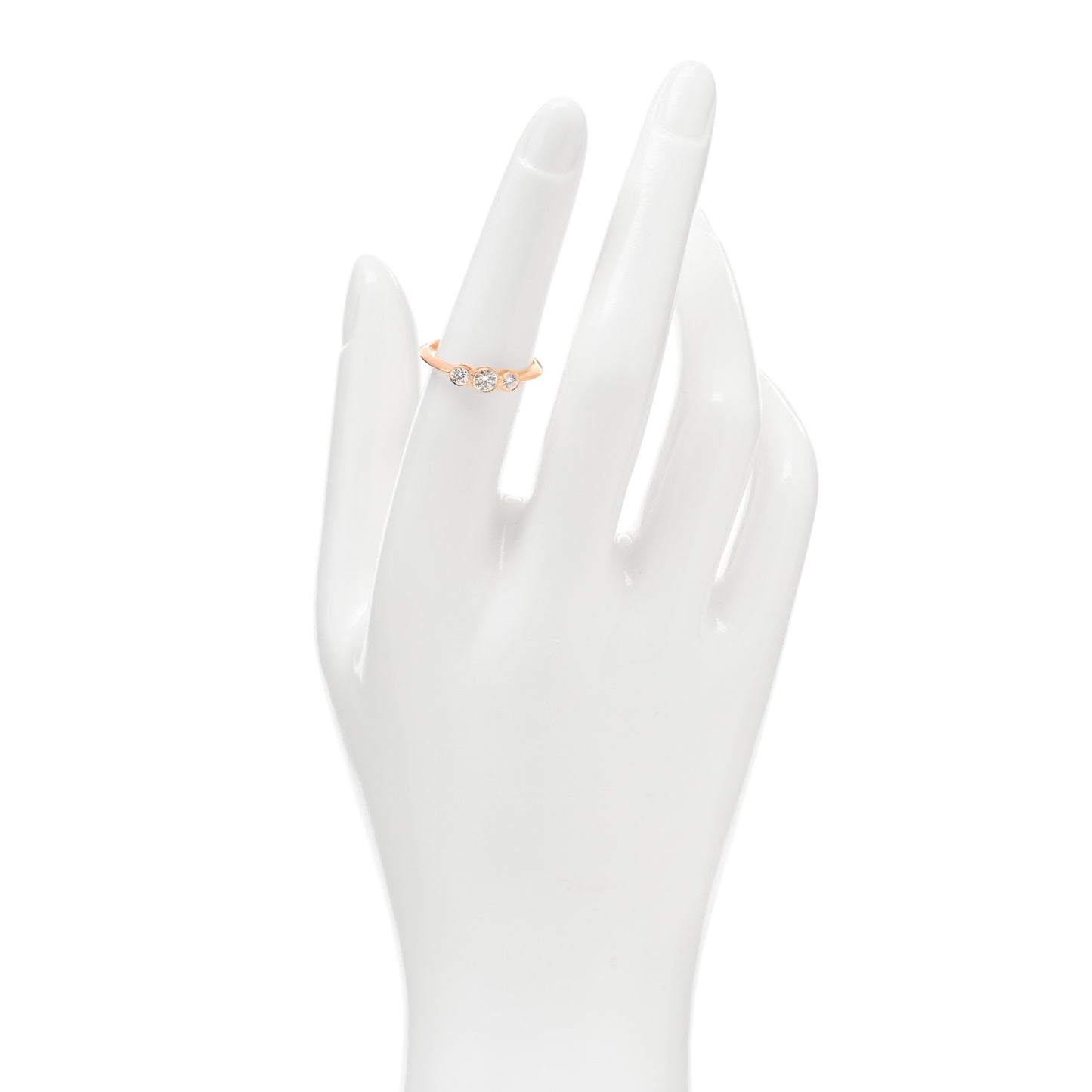 18K Rose Gold Diamond Three Stone Milgrain Ring 53 6.25