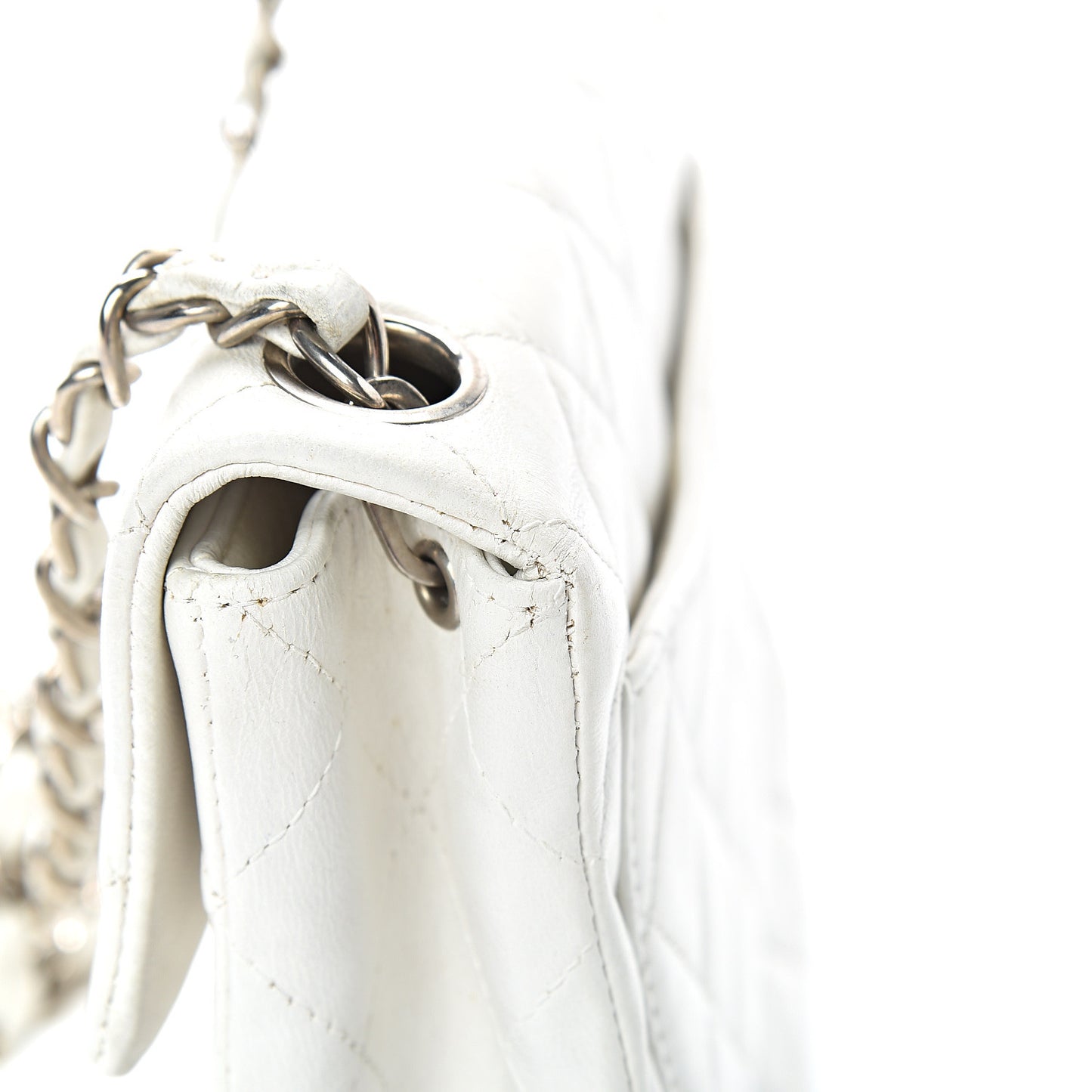 Lambskin Quilted Mini Square Flap White