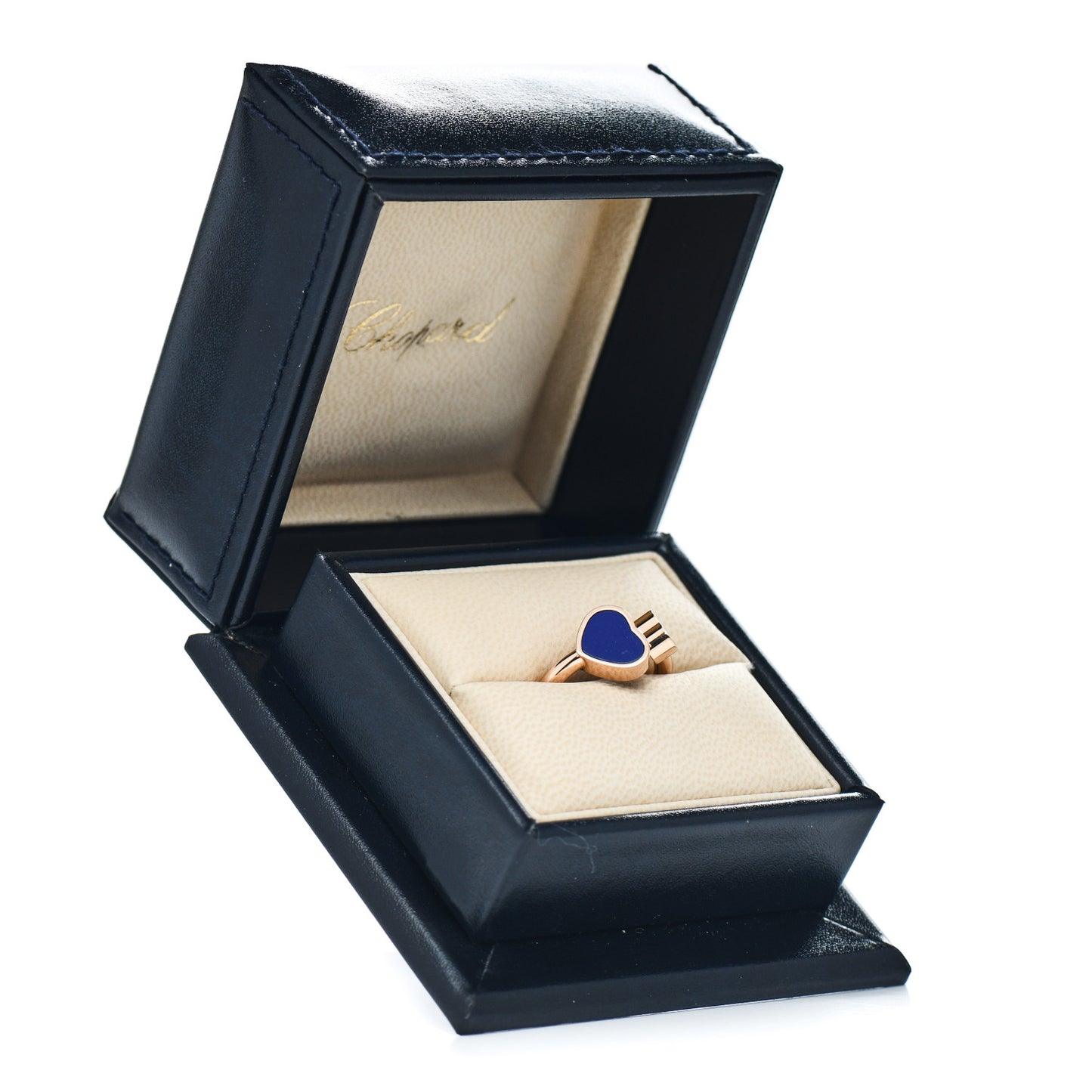 18K Rose Gold Diamond Blue Gem Happy Hearts Ring 52 6