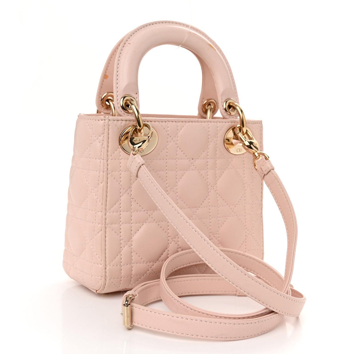 Christian Dior Lambskin Cannage Mini Lady Dior Rose Poudre 2 of 13