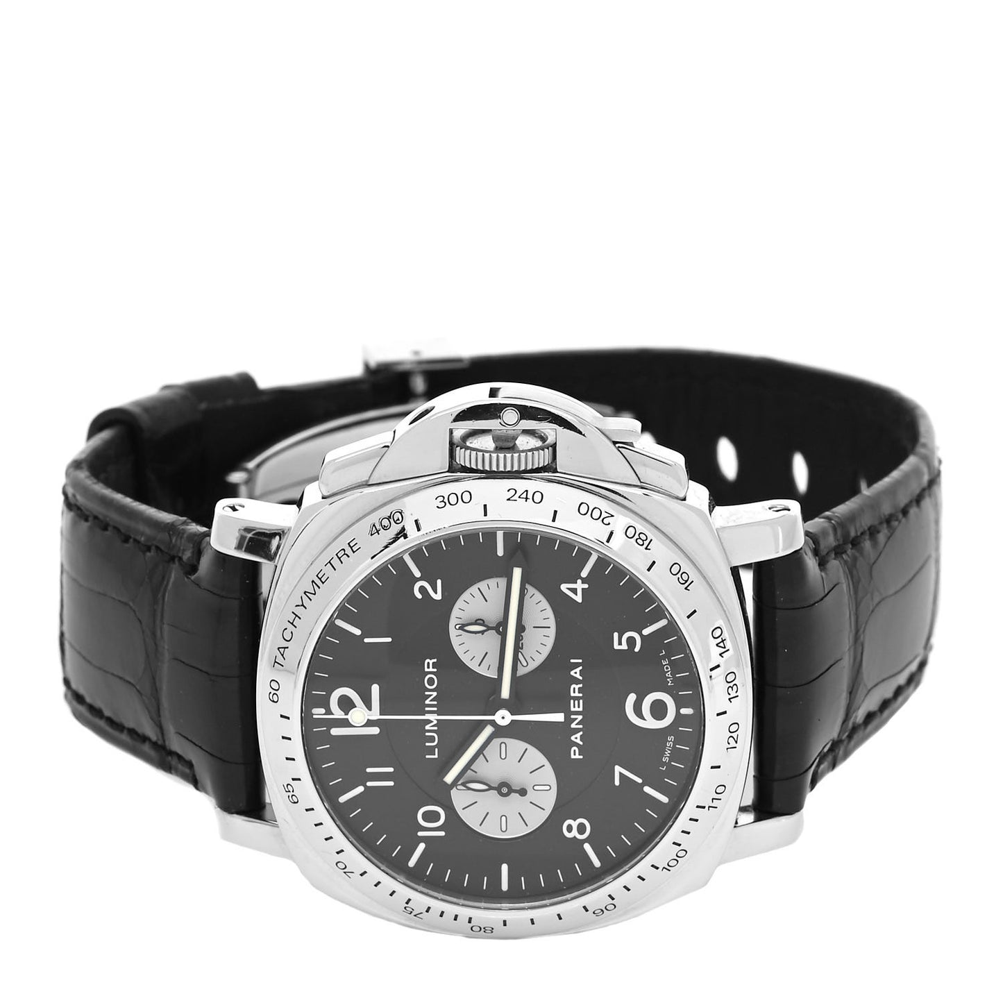 18K White Gold Alligator 40mm Luminor Automatic Watch Black PAM00189